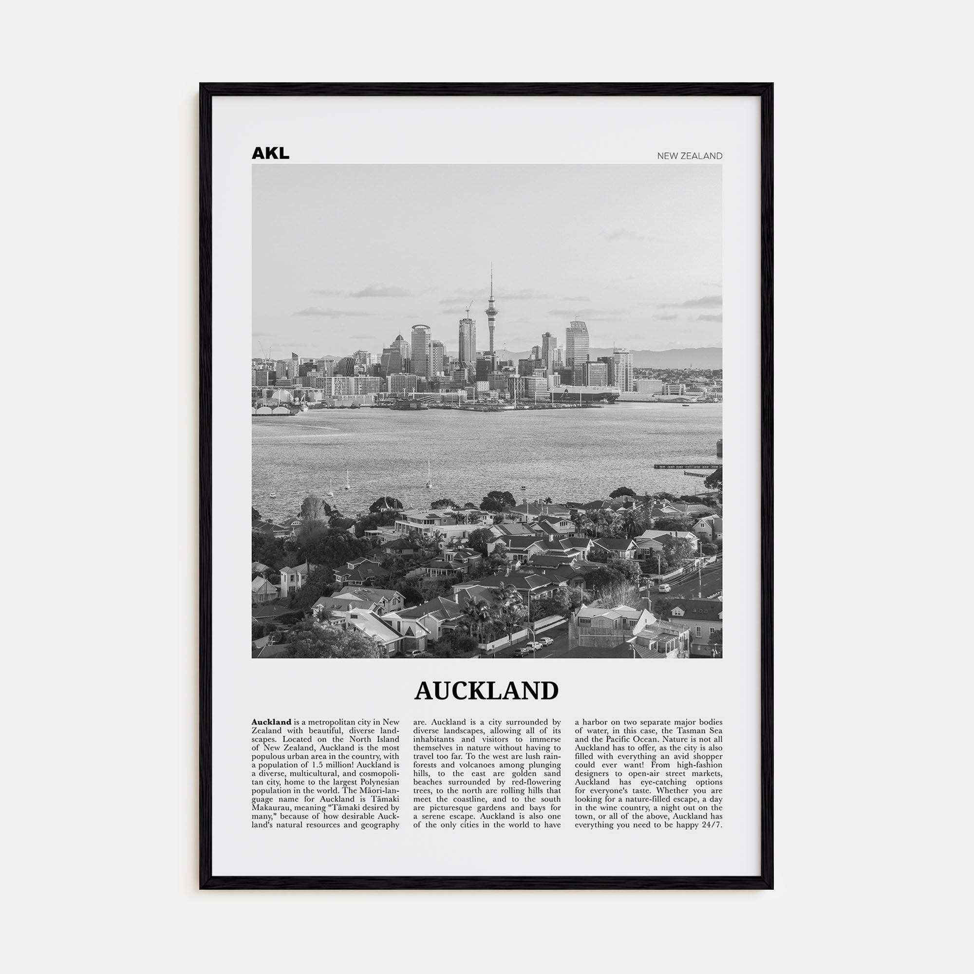 Auckland Travel B&W No 2 Poster