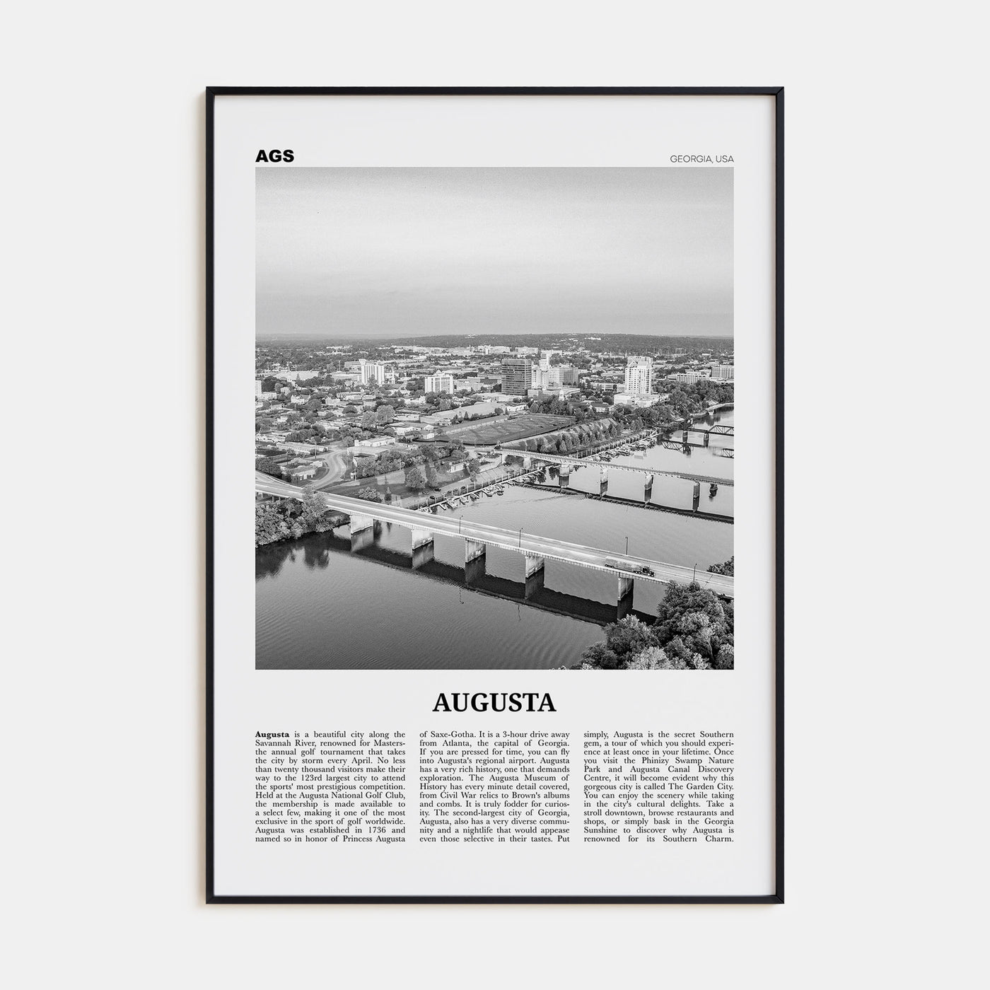 Augusta Travel B&W Poster