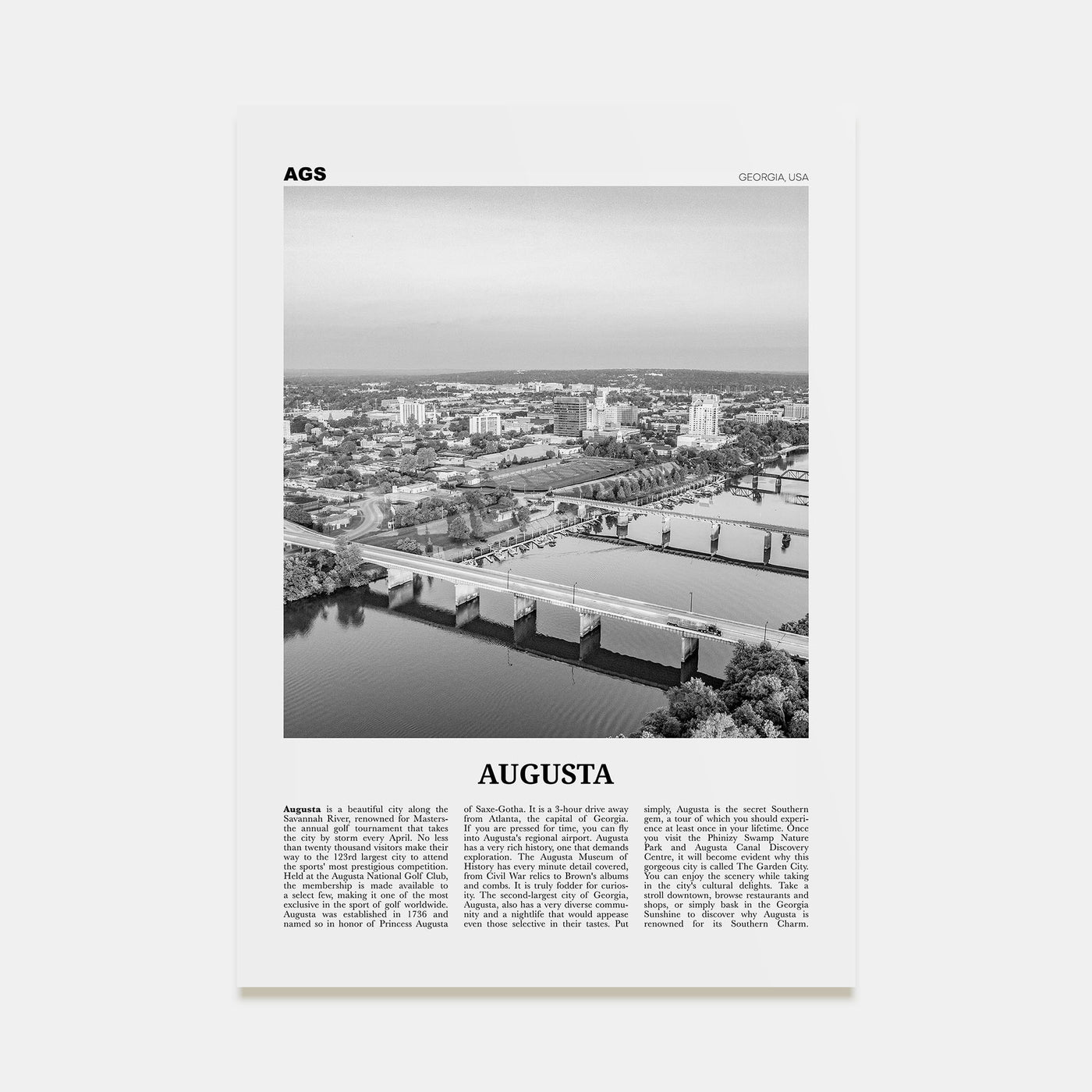 Augusta Travel B&W Poster