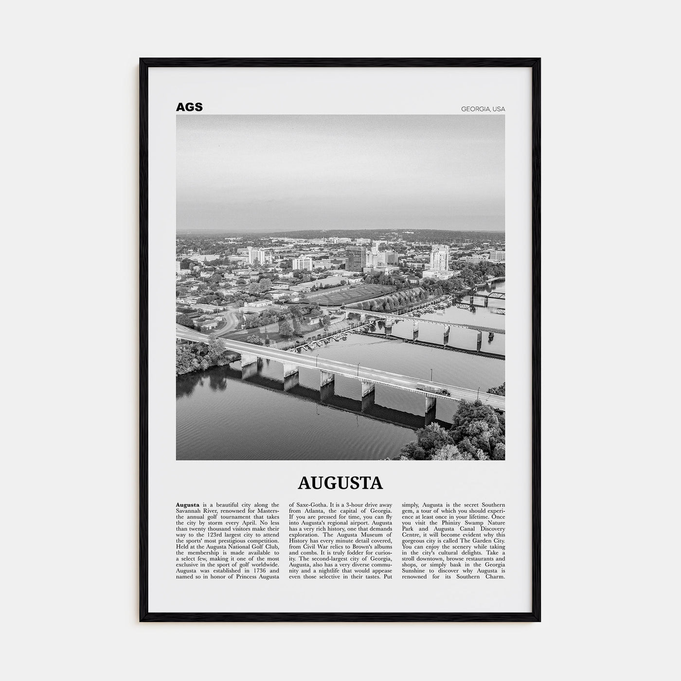 Augusta Travel B&W Poster