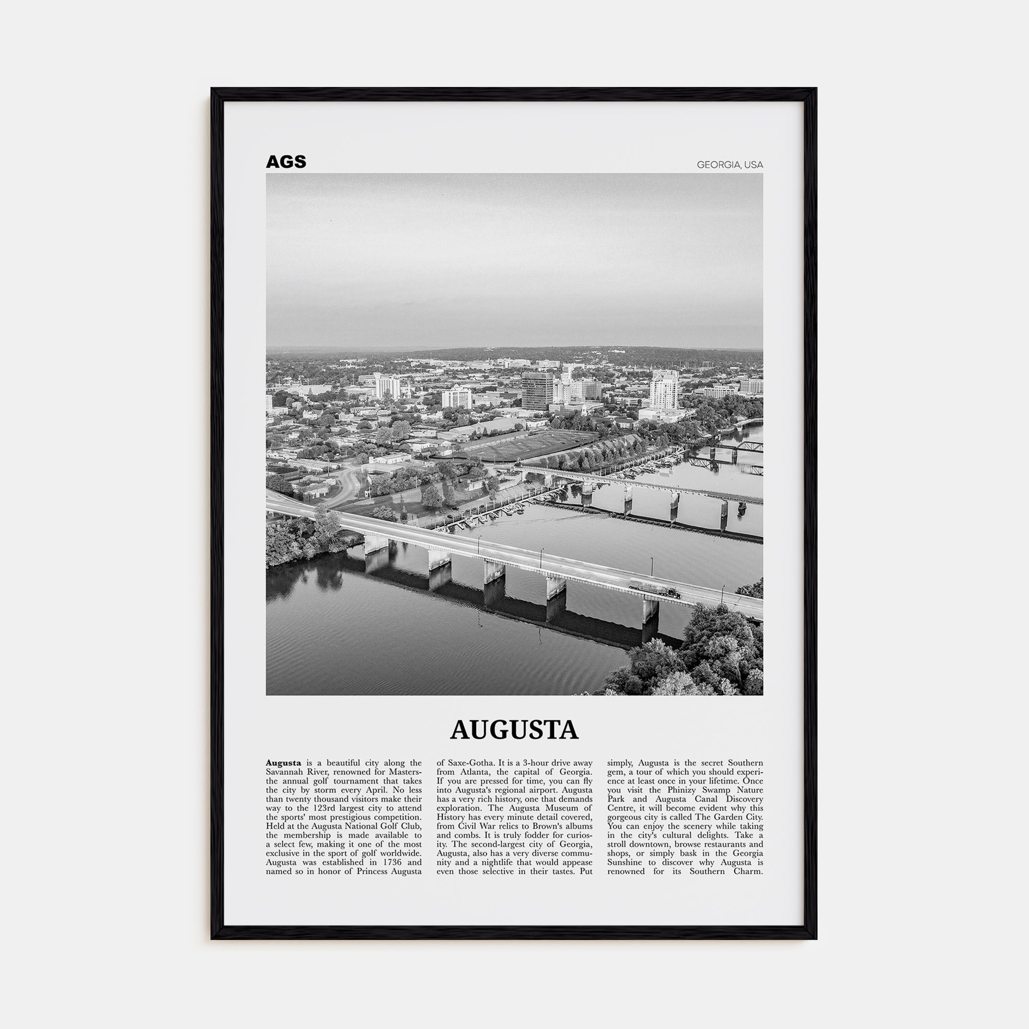Augusta Travel B&W Poster