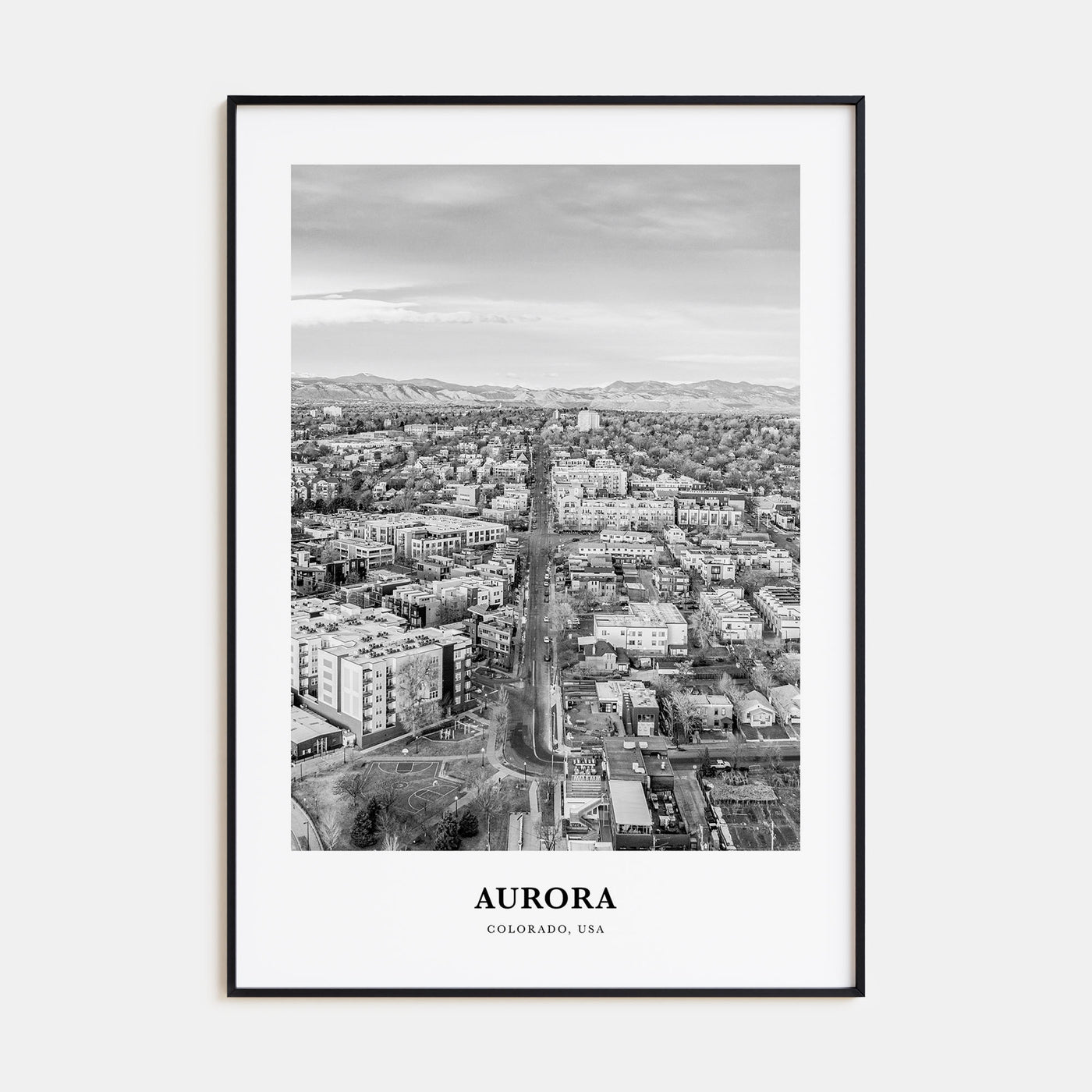 Aurora, Colorado Portrait B&W Poster