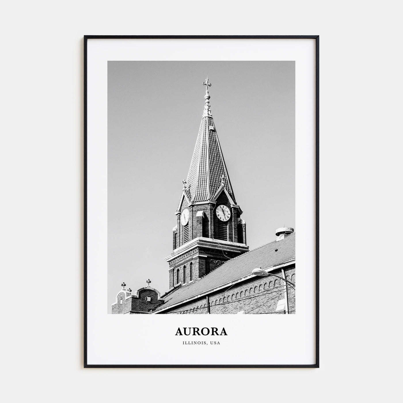 Aurora, Illinois Portrait B&W Poster