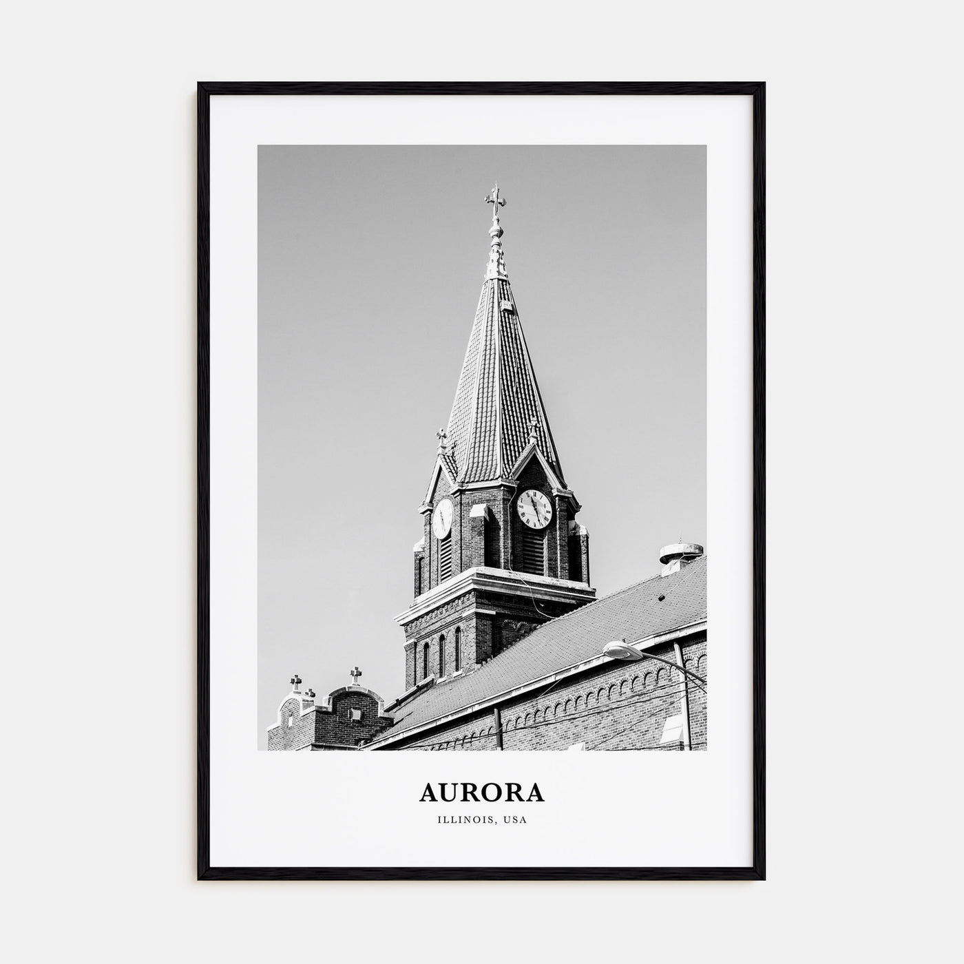 Aurora, Illinois Portrait B&W Poster