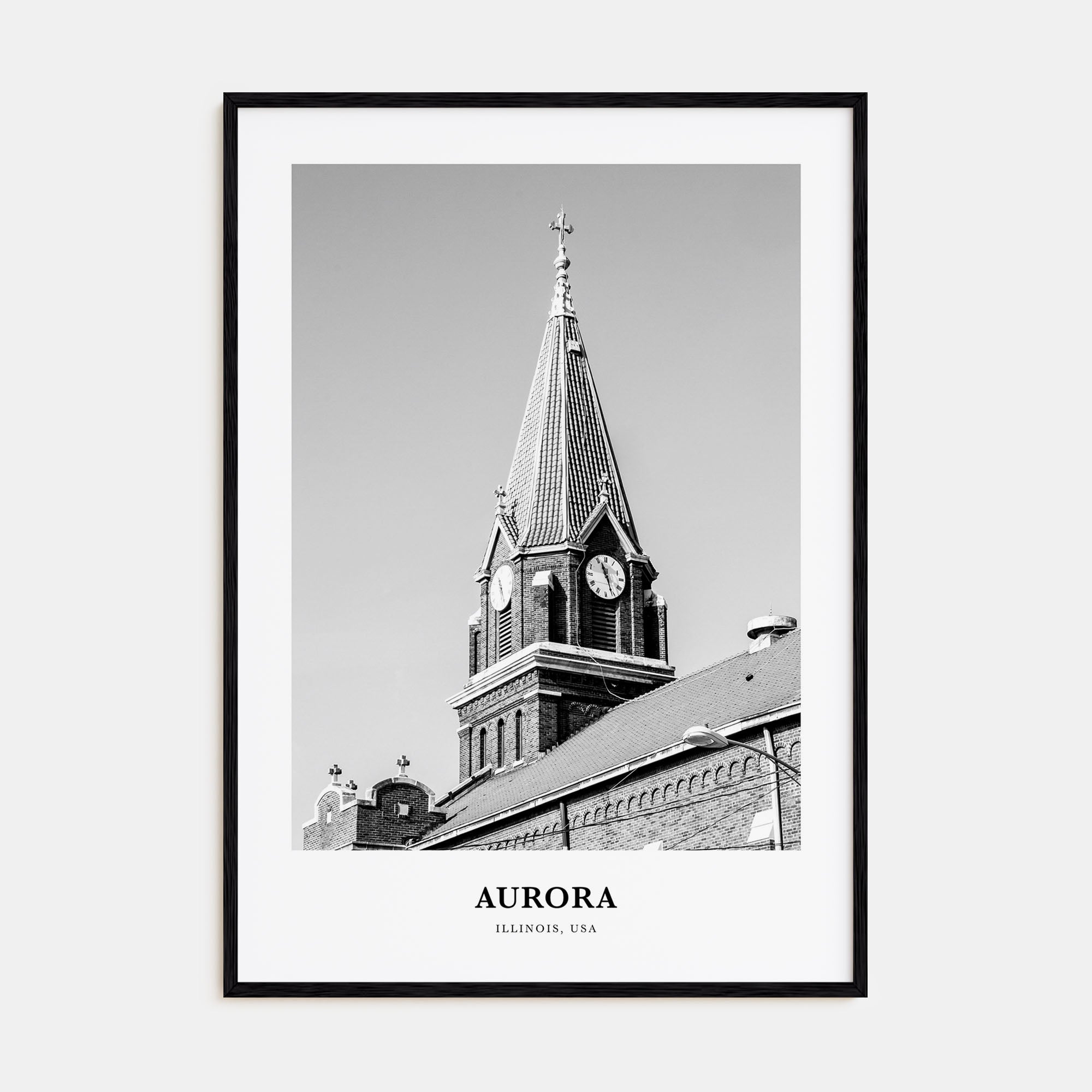 Aurora, Illinois Portrait B&W Poster