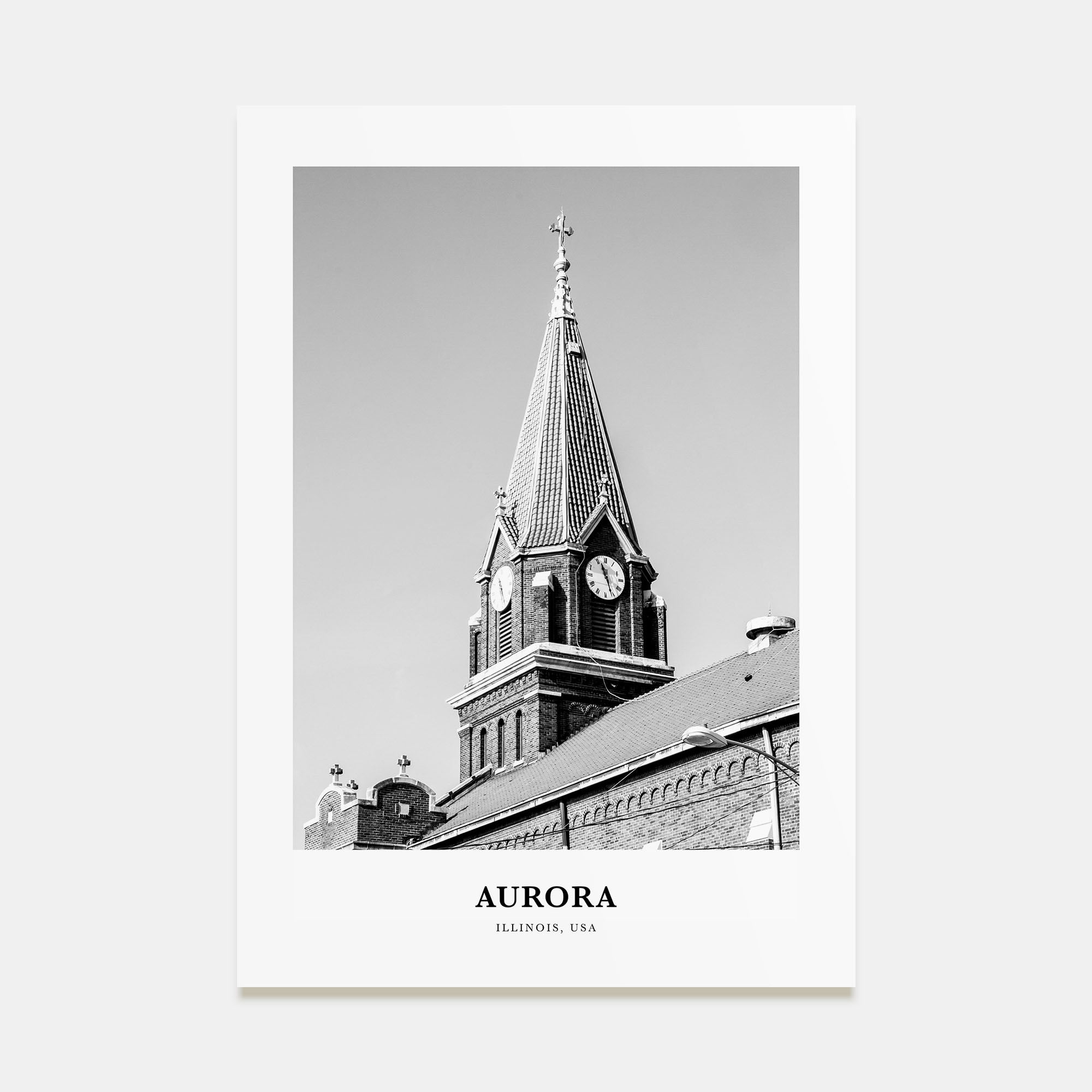 Aurora, Illinois Portrait B&W Poster