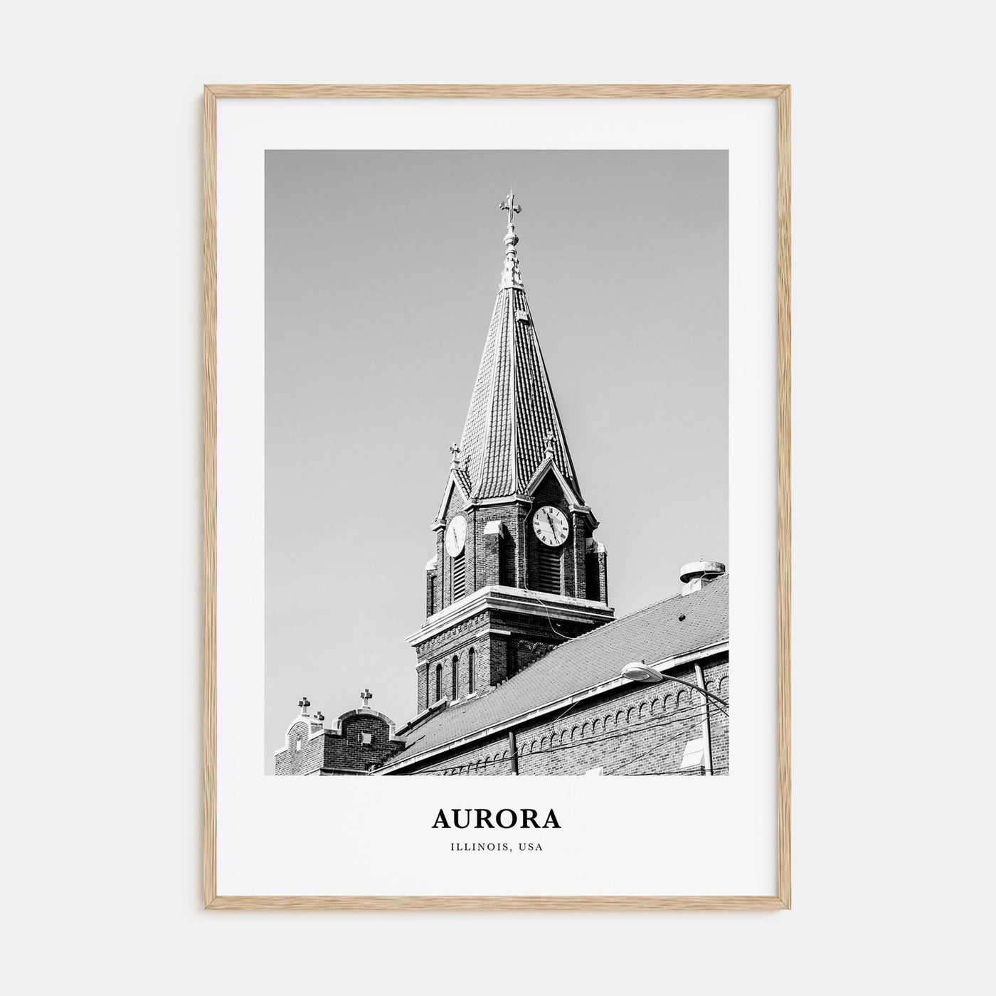 Aurora, Illinois Portrait B&W Poster
