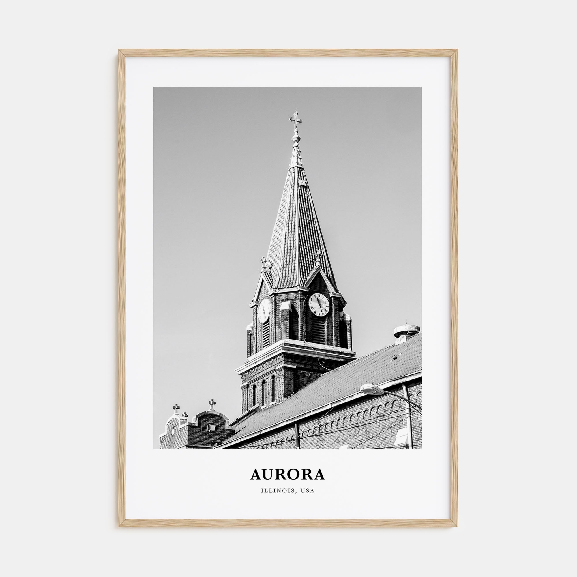 Aurora, Illinois Portrait B&W Poster