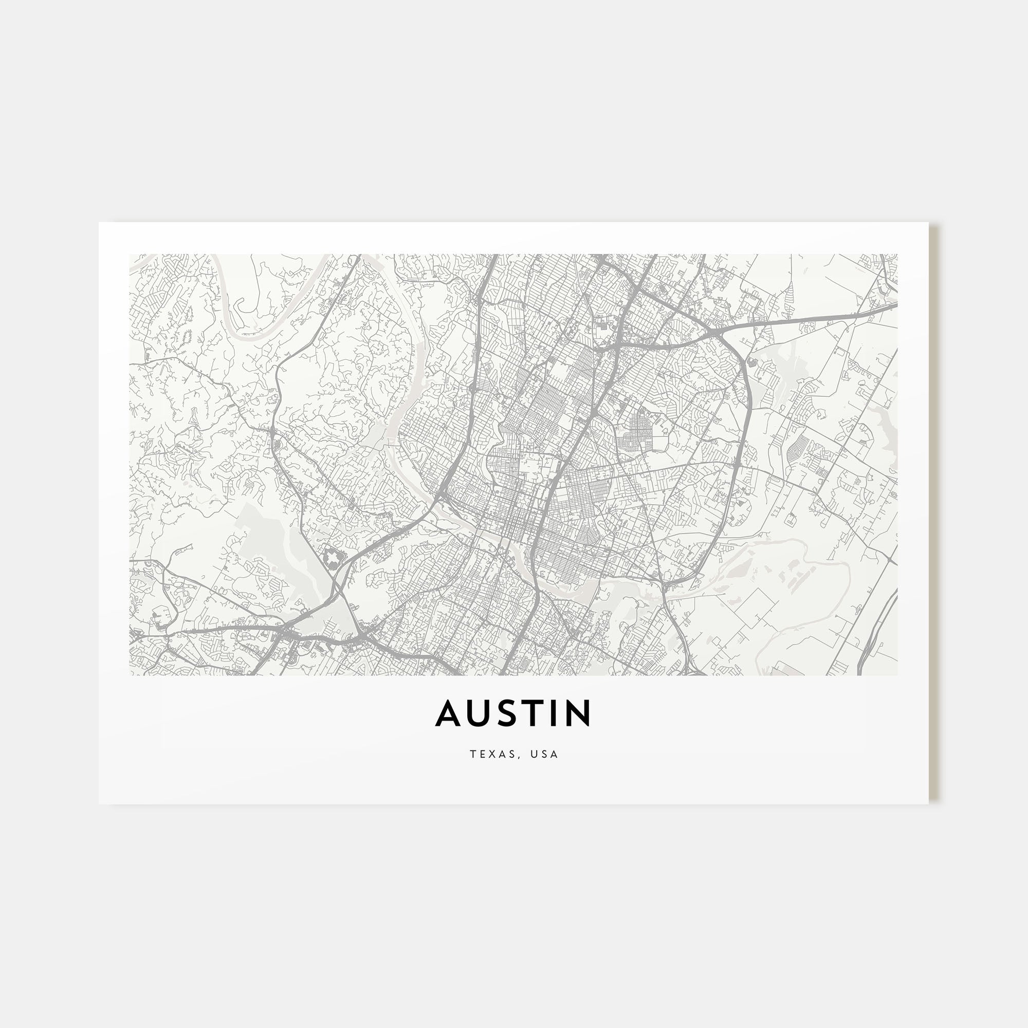 Austin Map Landscape Poster