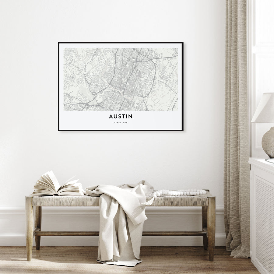 Austin Map Landscape Poster