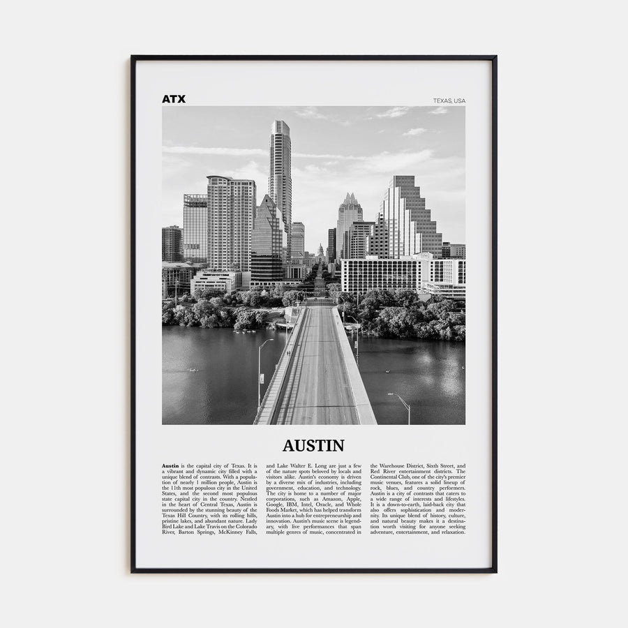 Austin Travel B&W No 1 Poster