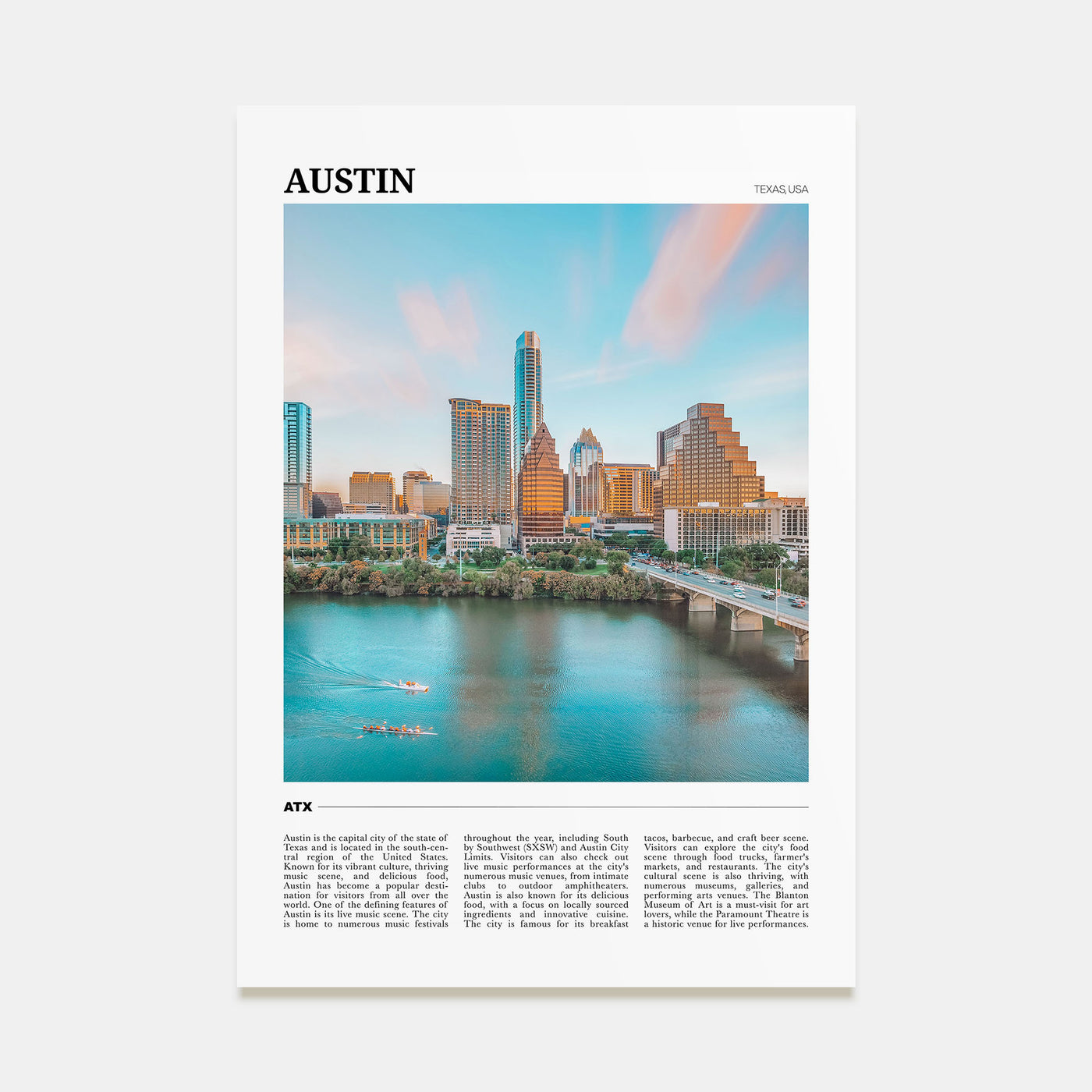 Austin Travel Color Poster
