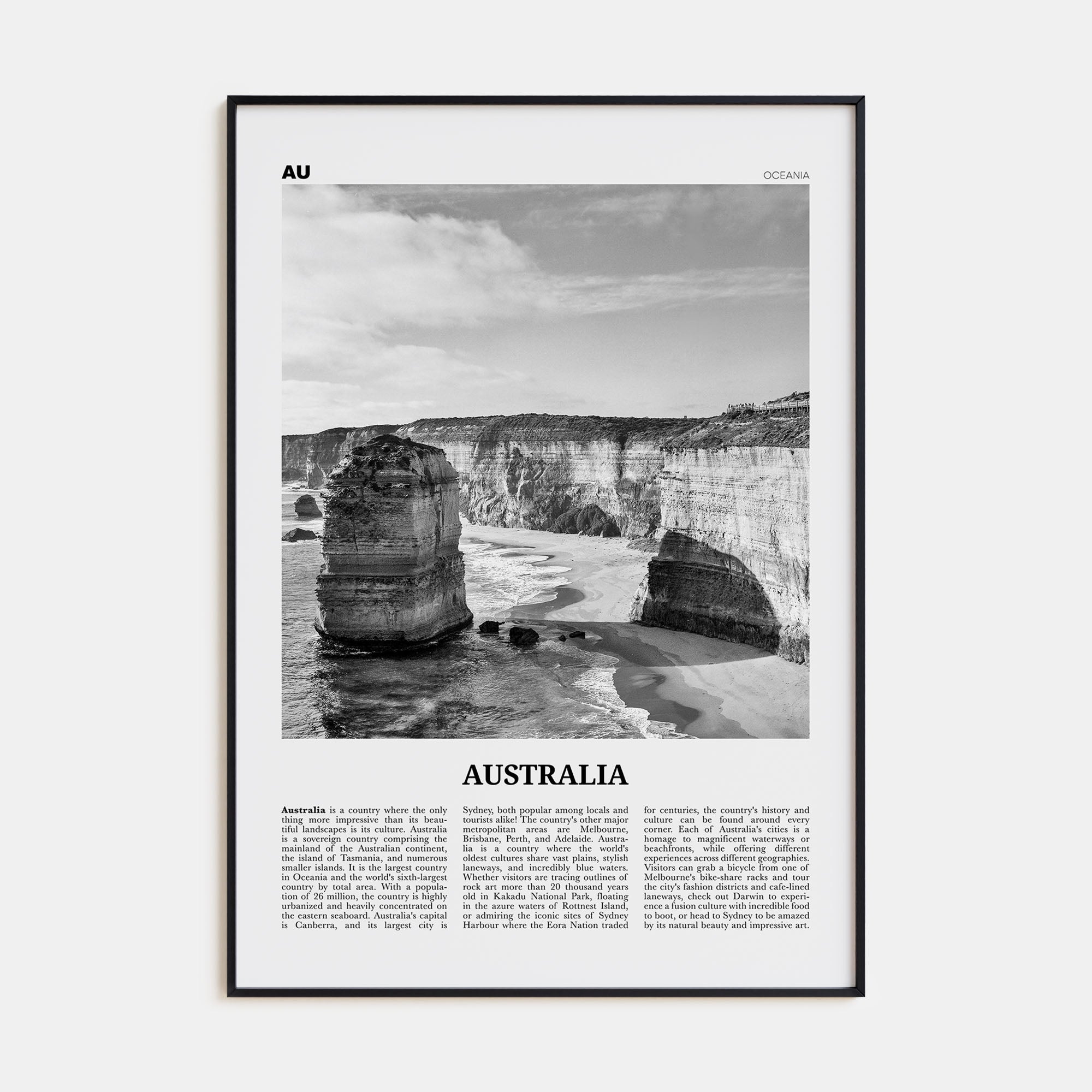 Australia Travel B&W No 2 Poster