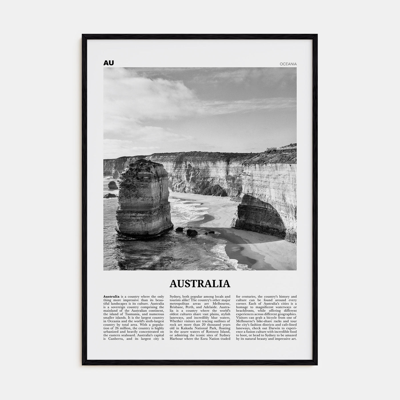 Australia Travel B&W No 2 Poster