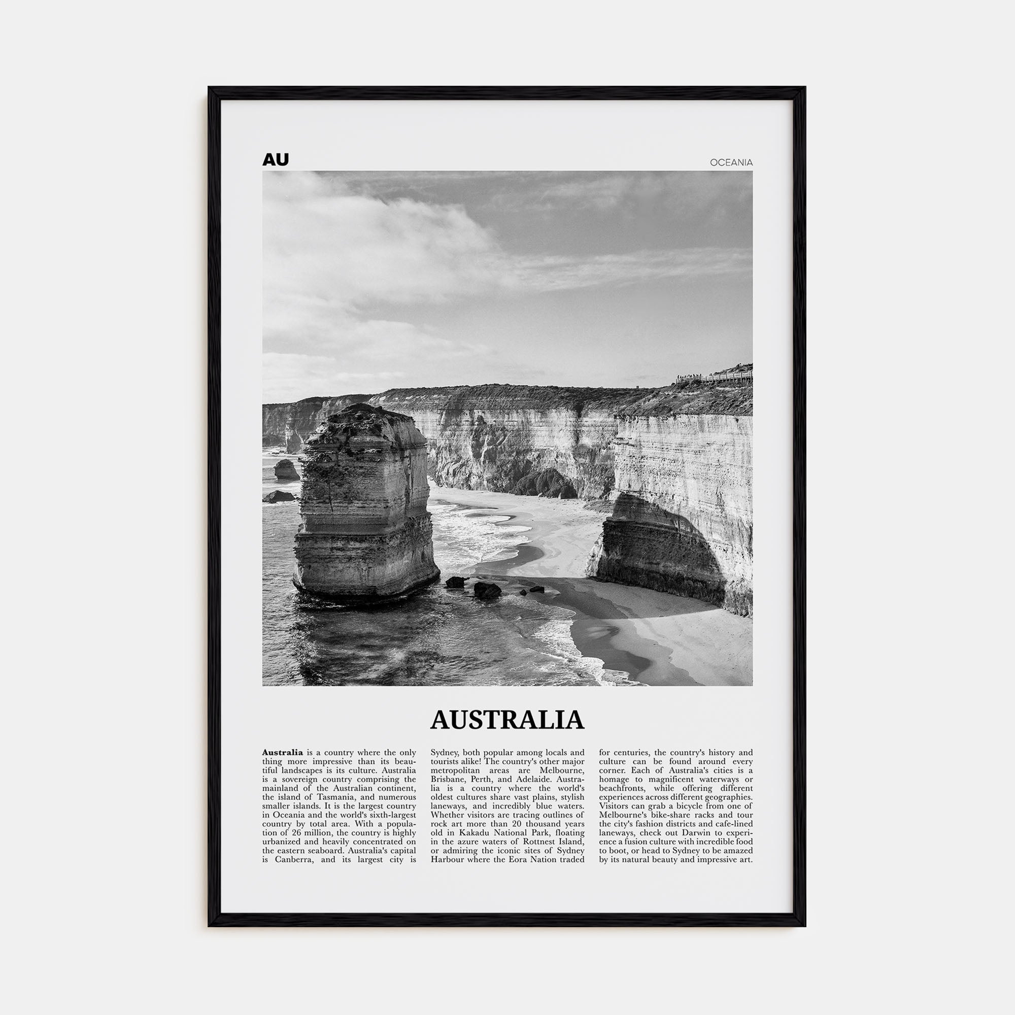 Australia Travel B&W No 2 Poster