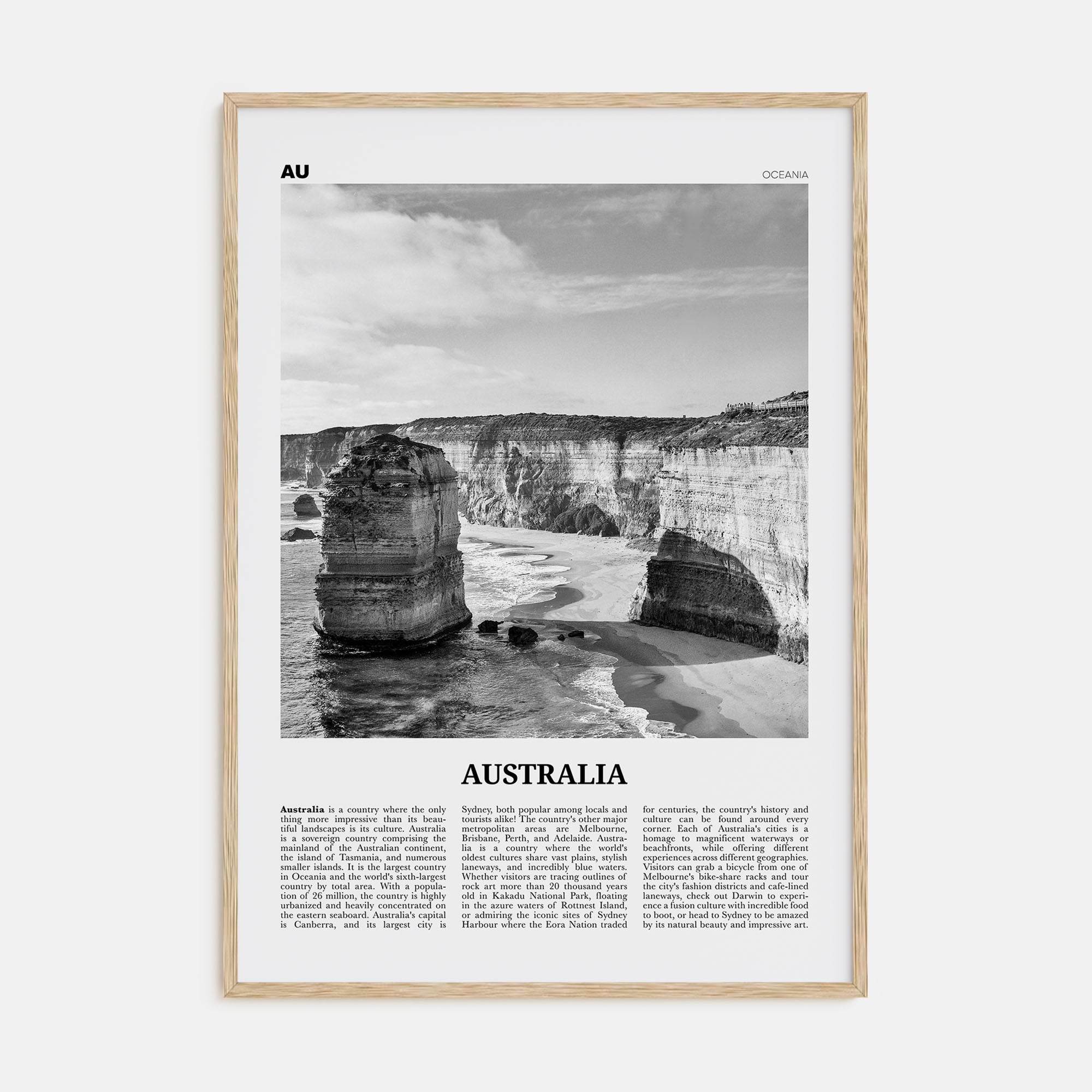 Australia Travel B&W No 2 Poster