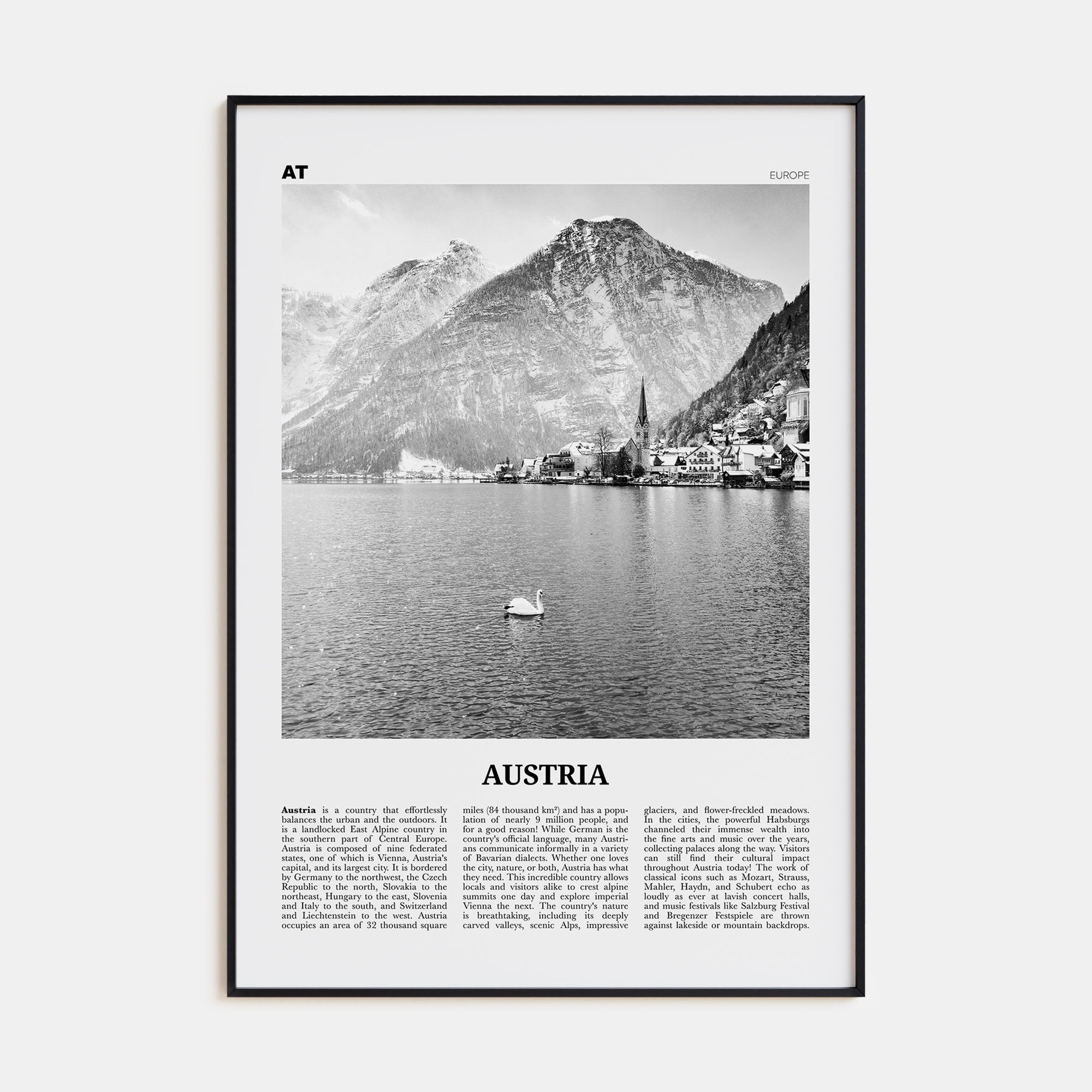 Austria Travel B&W Poster