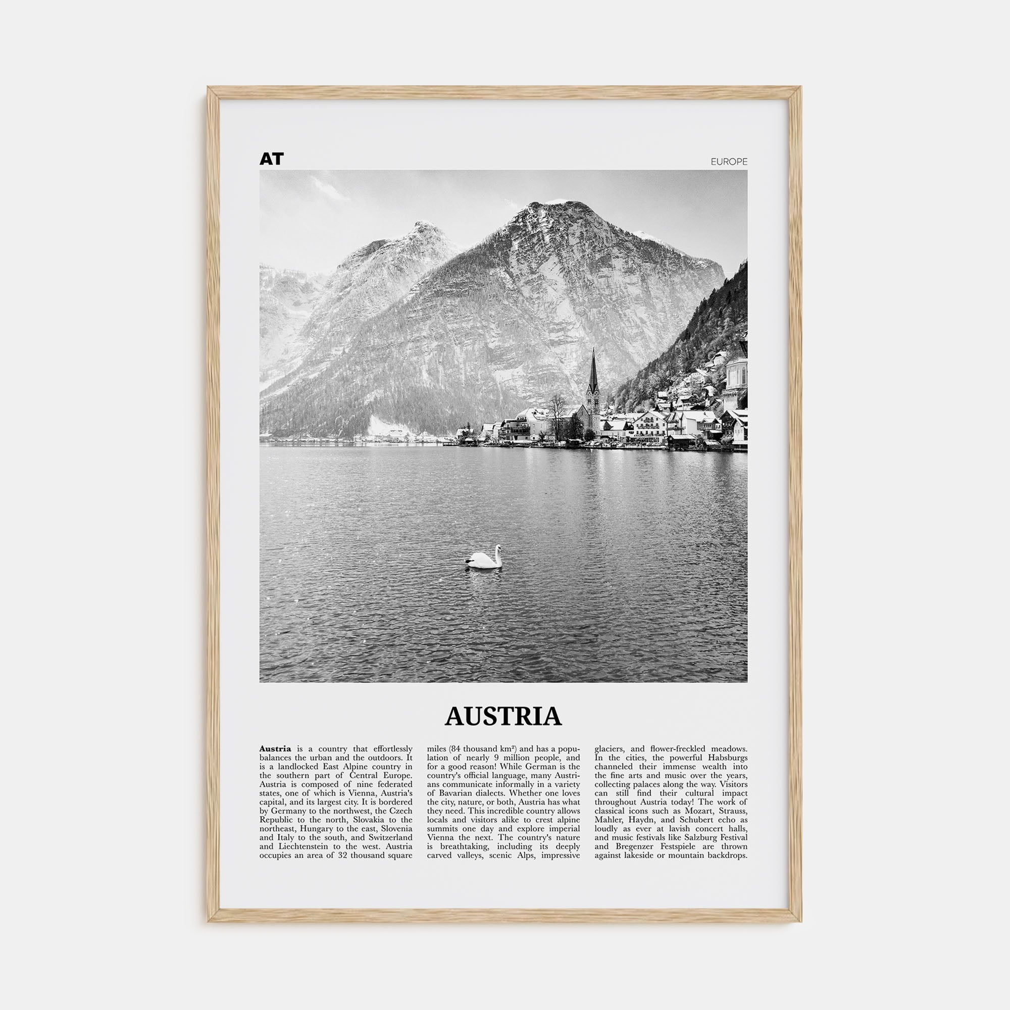 Austria Travel B&W Poster