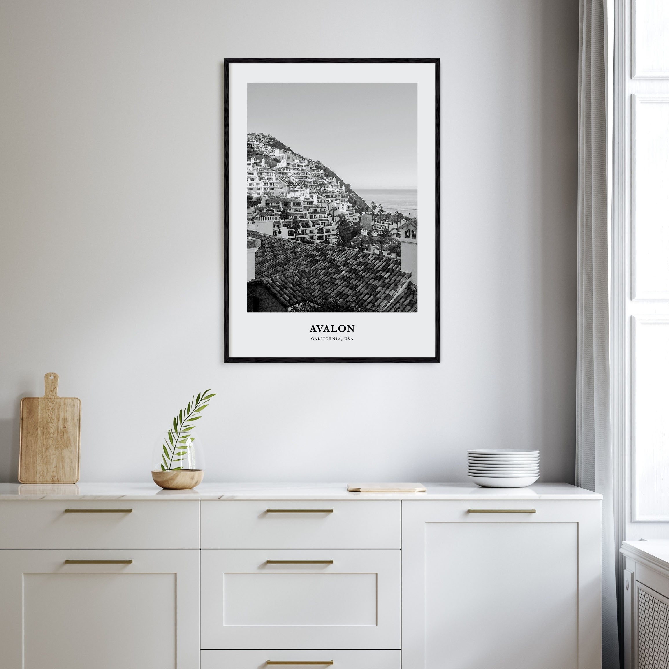 Avalon, California Portrait B&W Poster