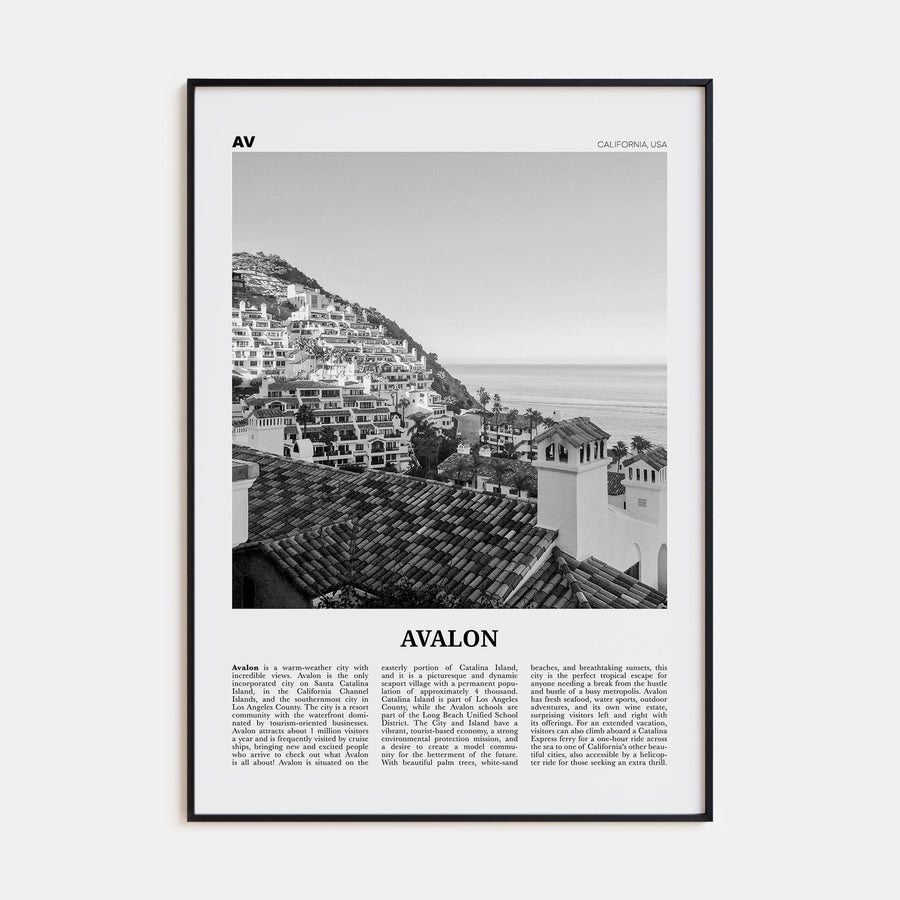 Avalon, California Travel B&W Poster