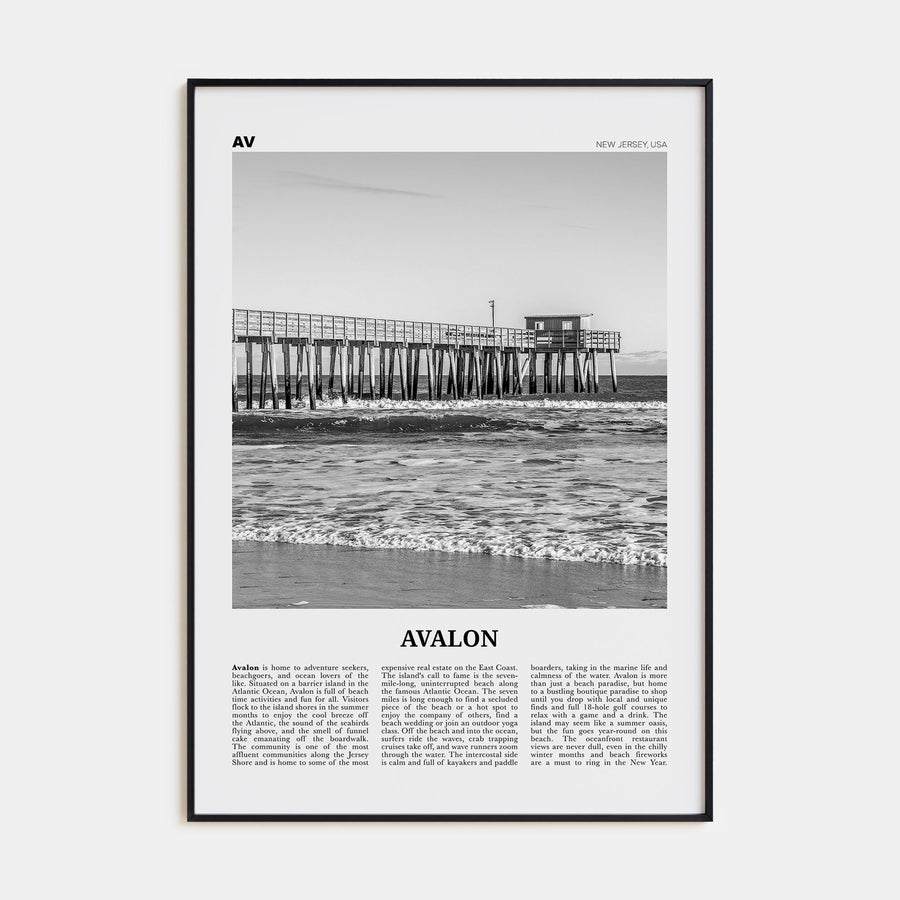 Avalon, New Jersey Travel B&W Poster