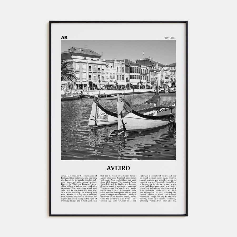 Aveiro Travel B&W Poster