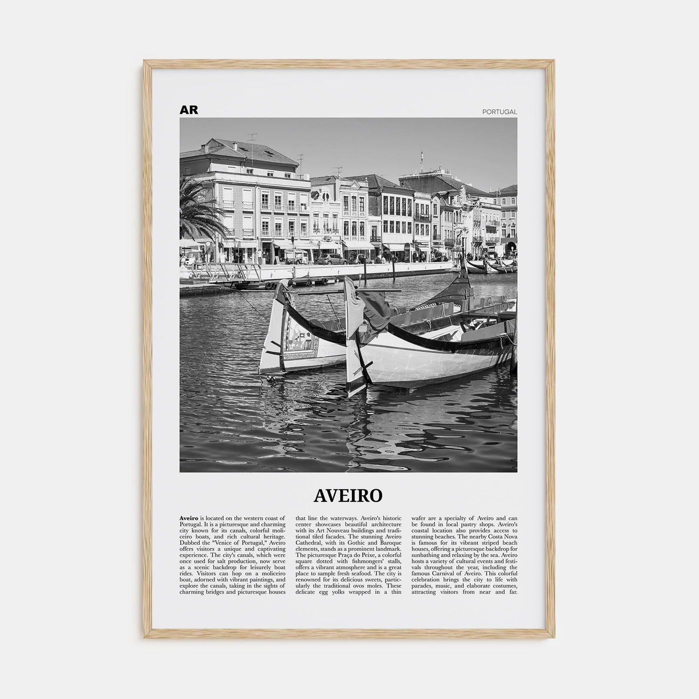 Aveiro Travel B&W Poster