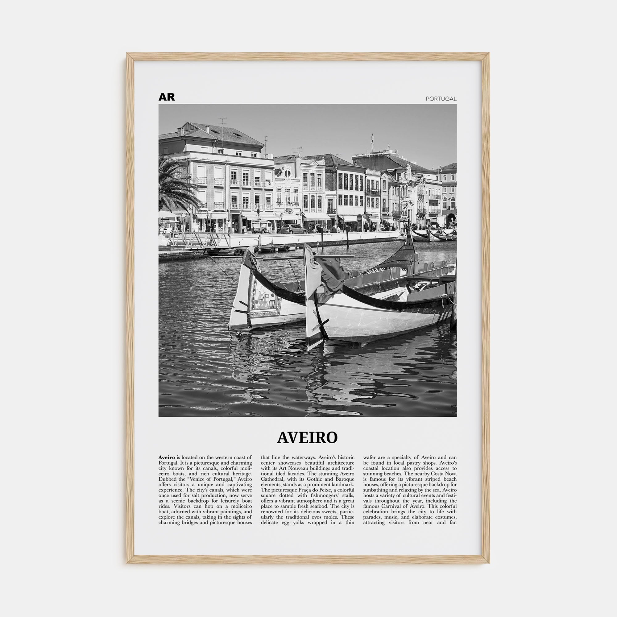 Aveiro Travel B&W Poster