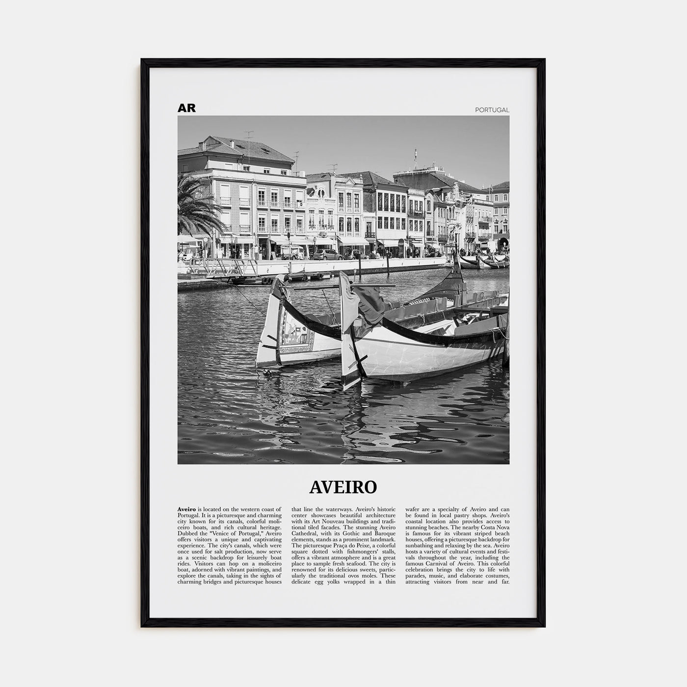 Aveiro Travel B&W Poster