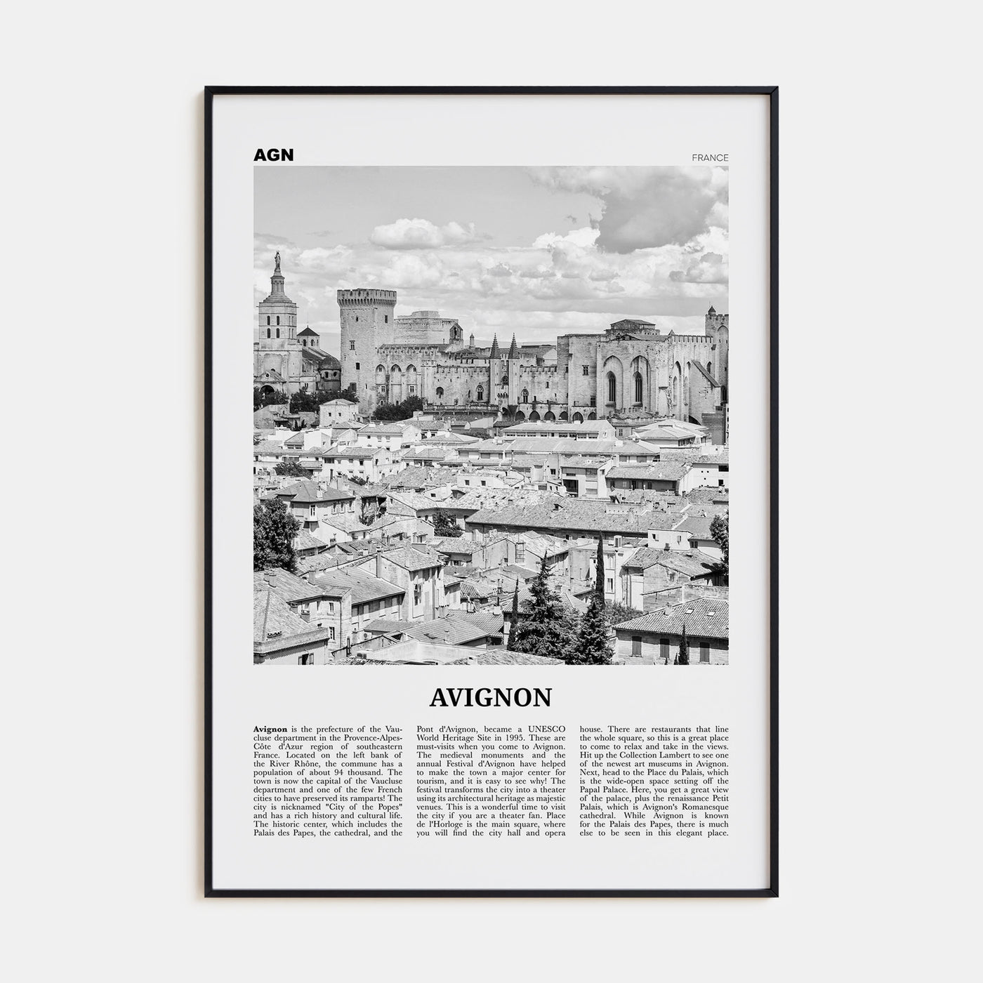 Avignon Travel B&W Poster