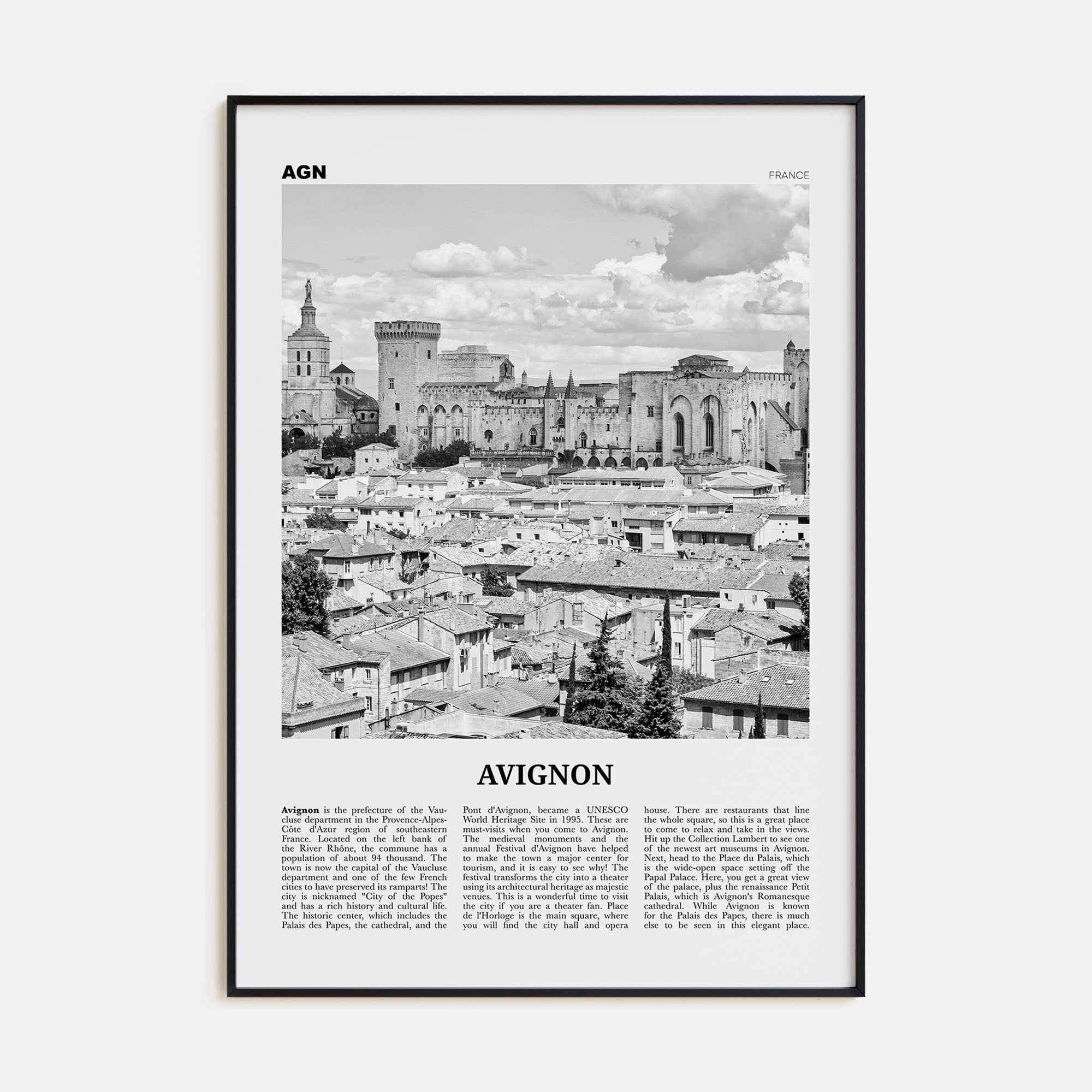 Avignon Travel B&W Poster