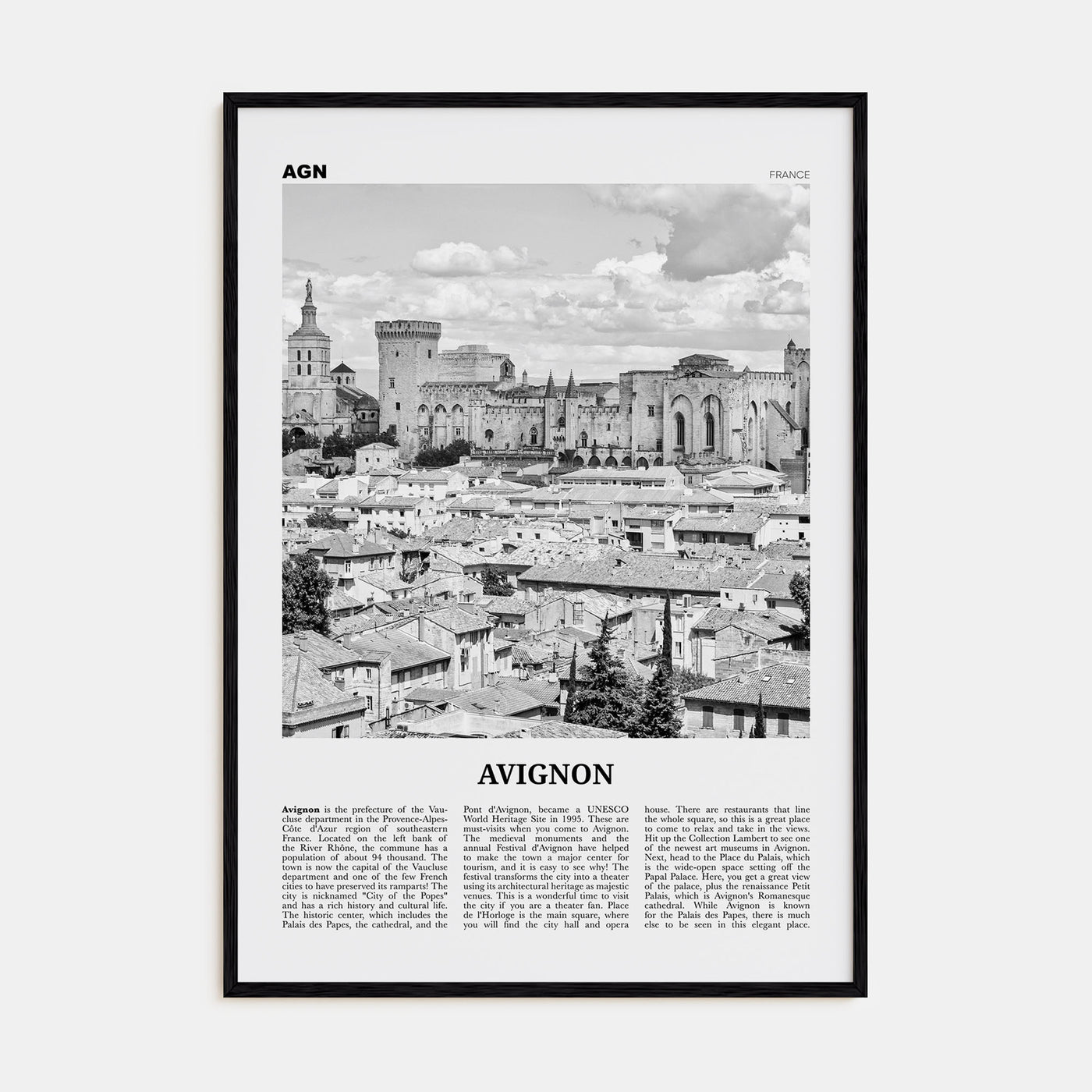 Avignon Travel B&W Poster