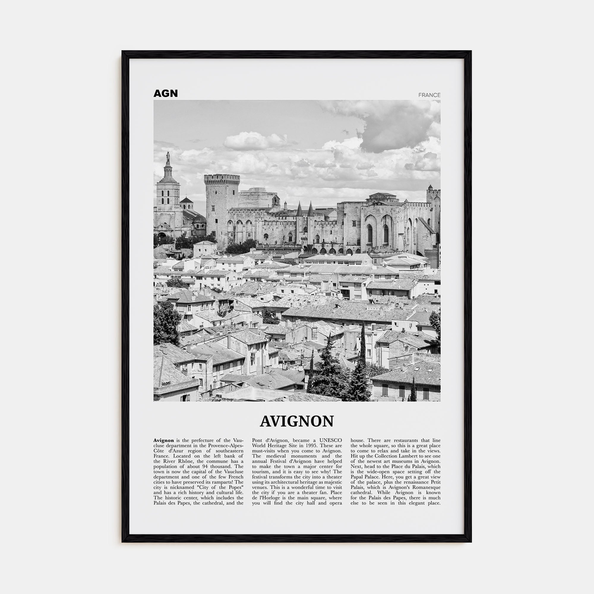 Avignon Travel B&W Poster