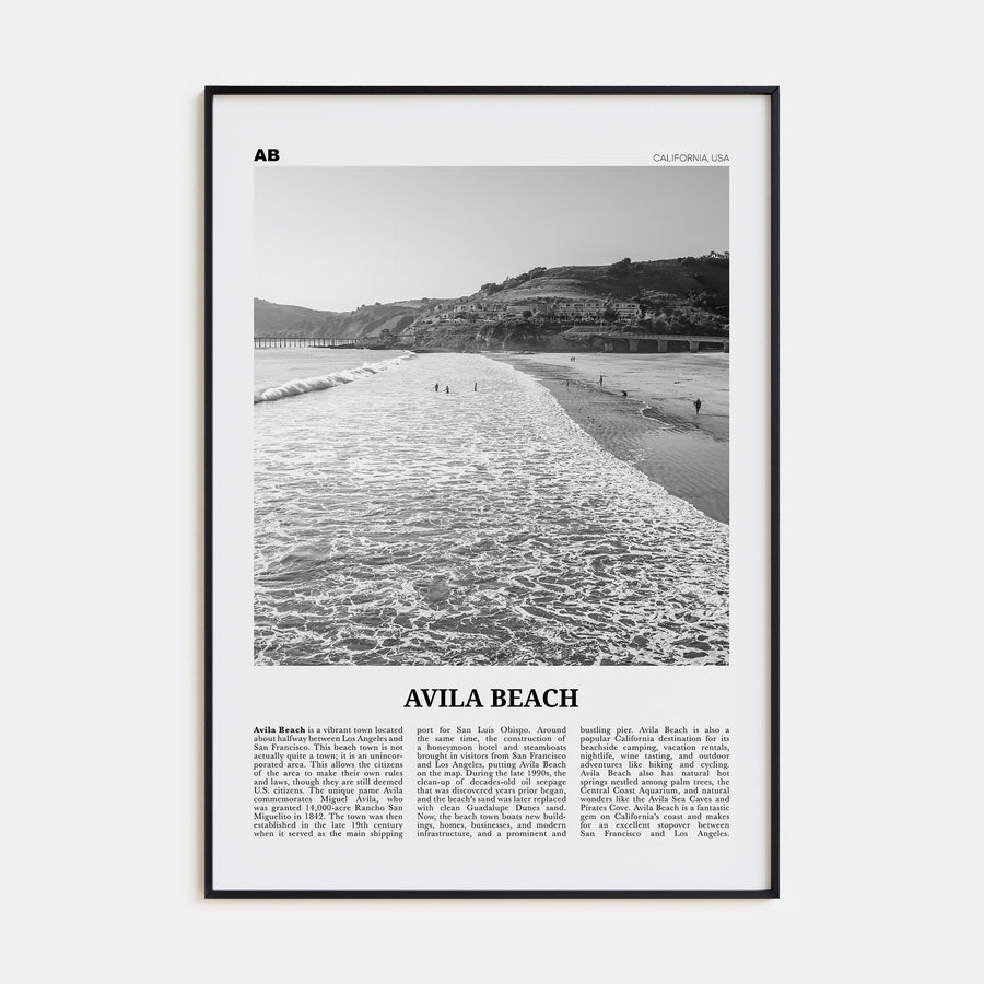 Avila Beach Travel B&W No 1 Poster