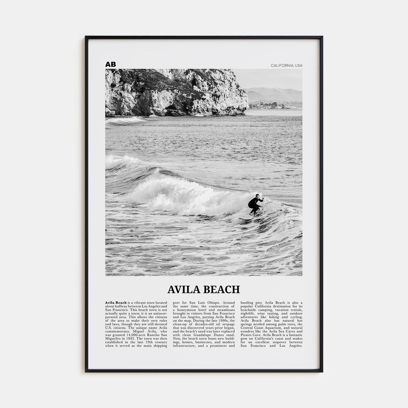 Avila Beach Travel B&W No 2 Poster