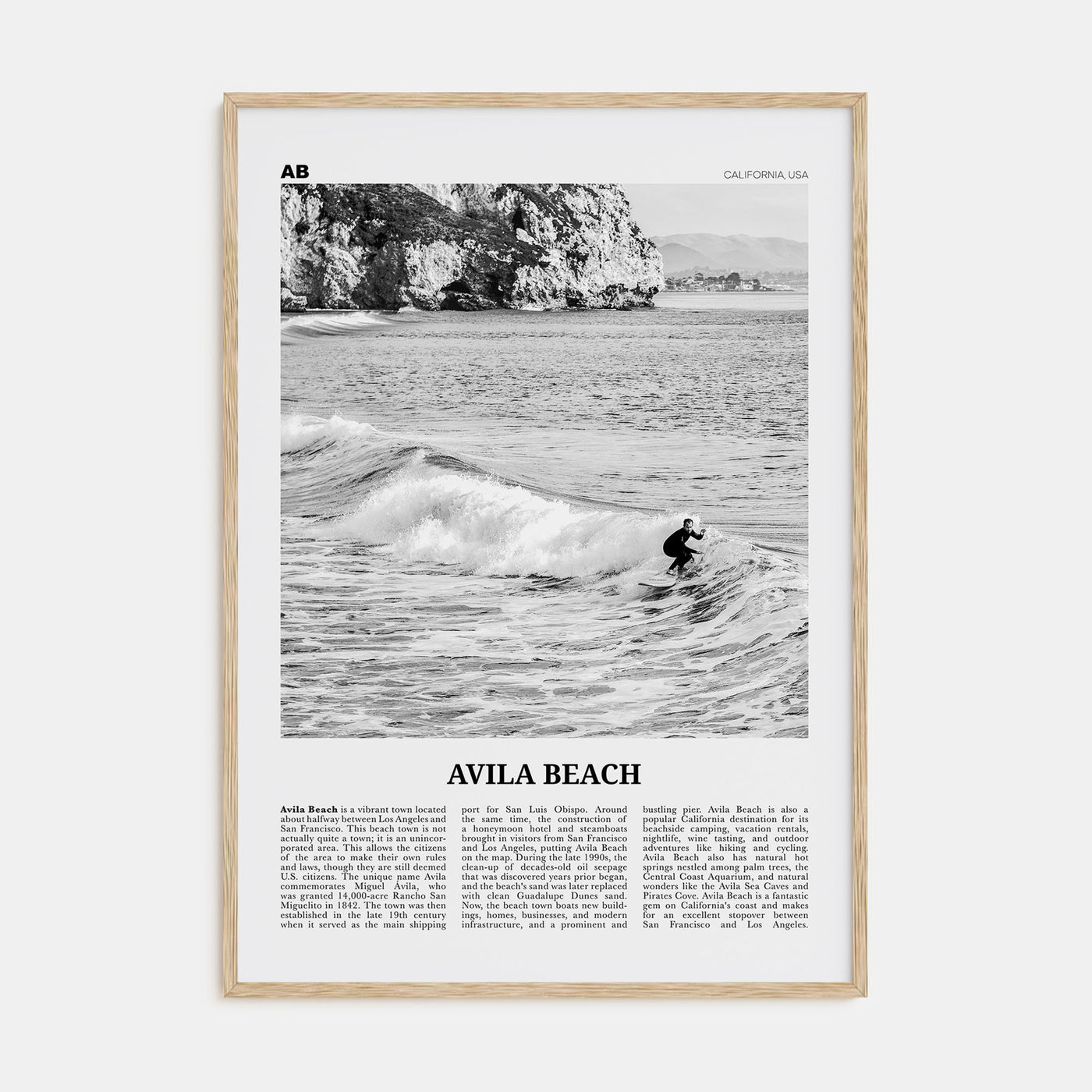 Avila Beach Travel B&W No 2 Poster