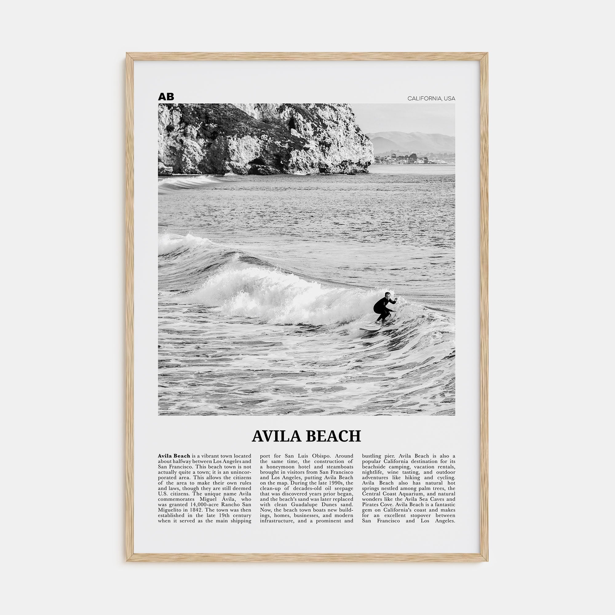 Avila Beach Travel B&W No 2 Poster
