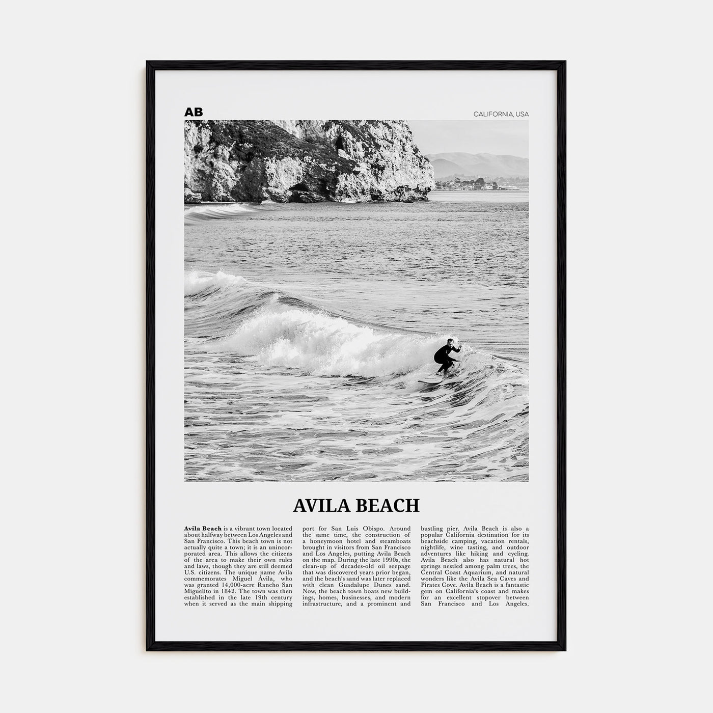 Avila Beach Travel B&W No 2 Poster