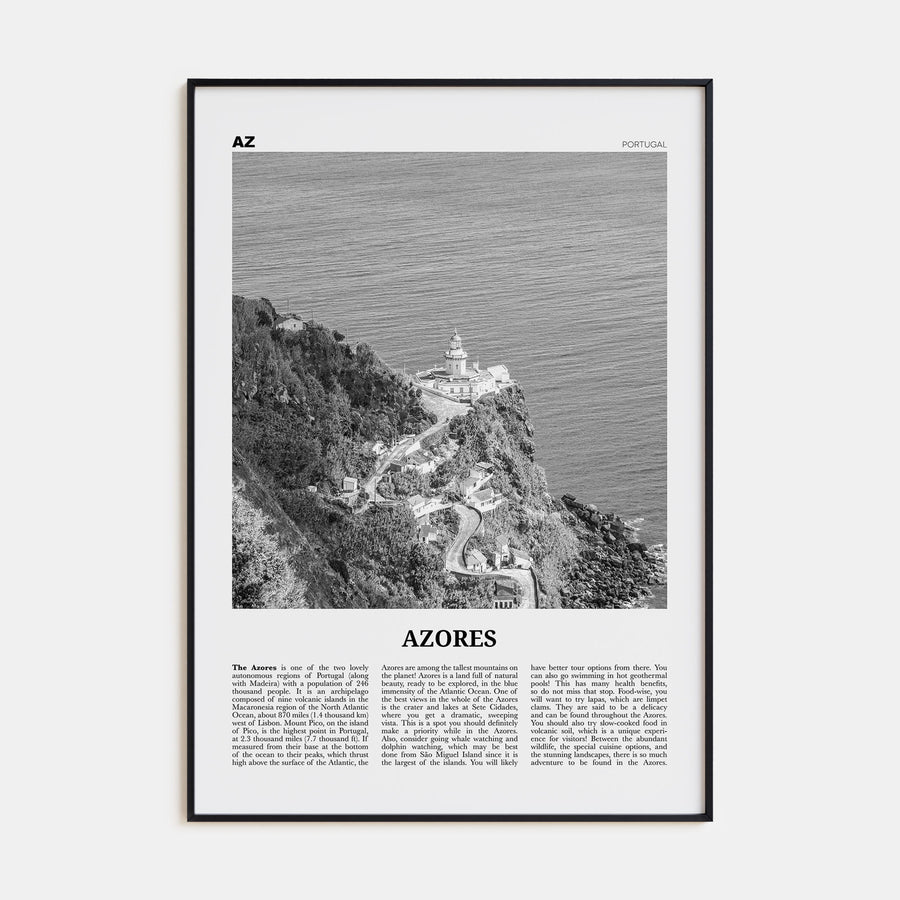 Azores Travel B&W Poster