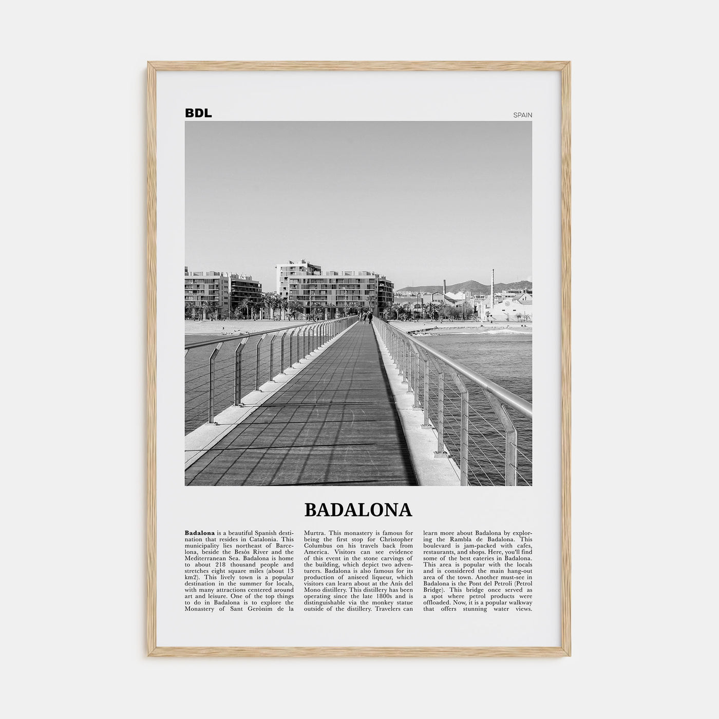 Badalona Travel B&W Poster