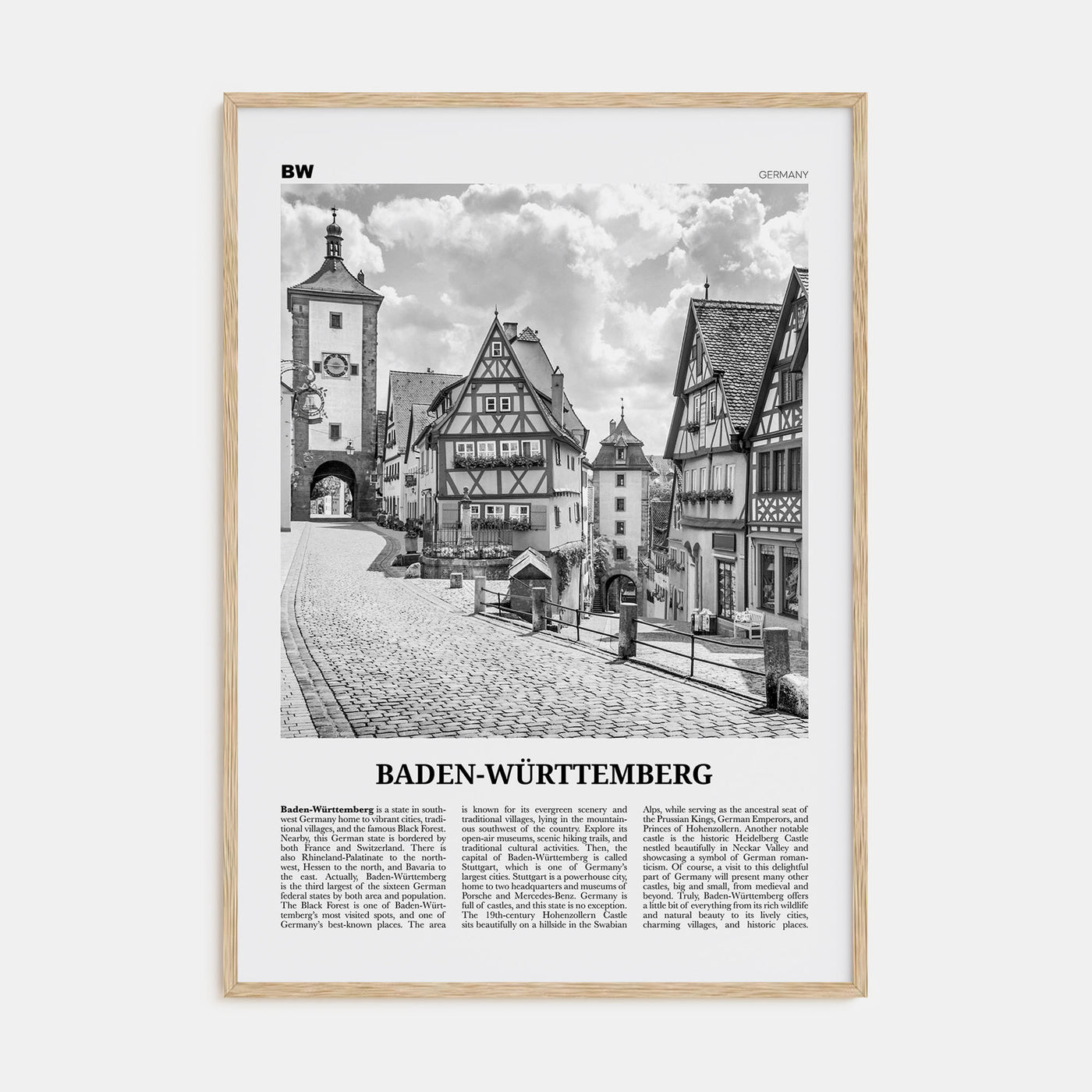 Baden-Württemberg Travel B&W No 1 Poster