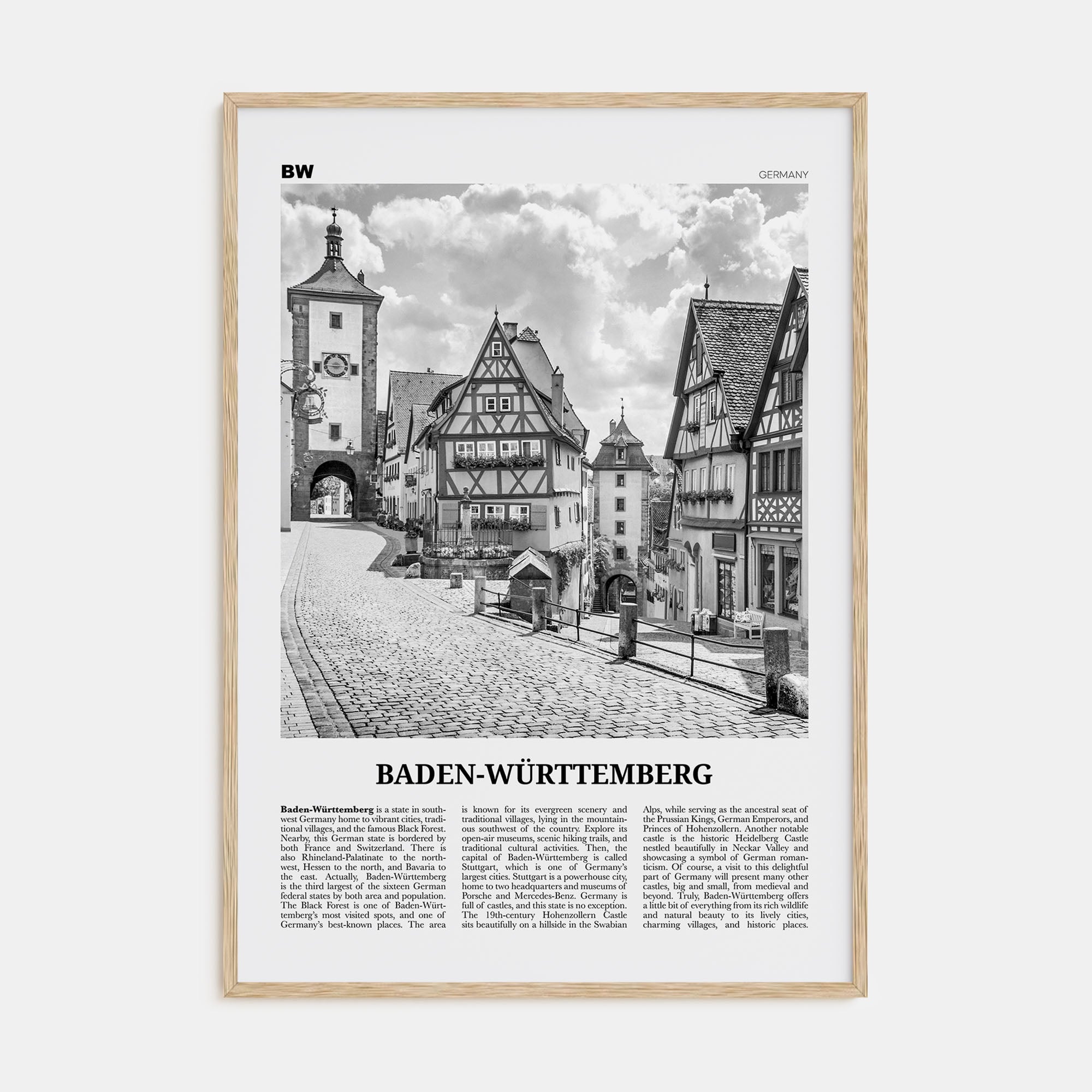 Baden-Württemberg Travel B&W No 1 Poster