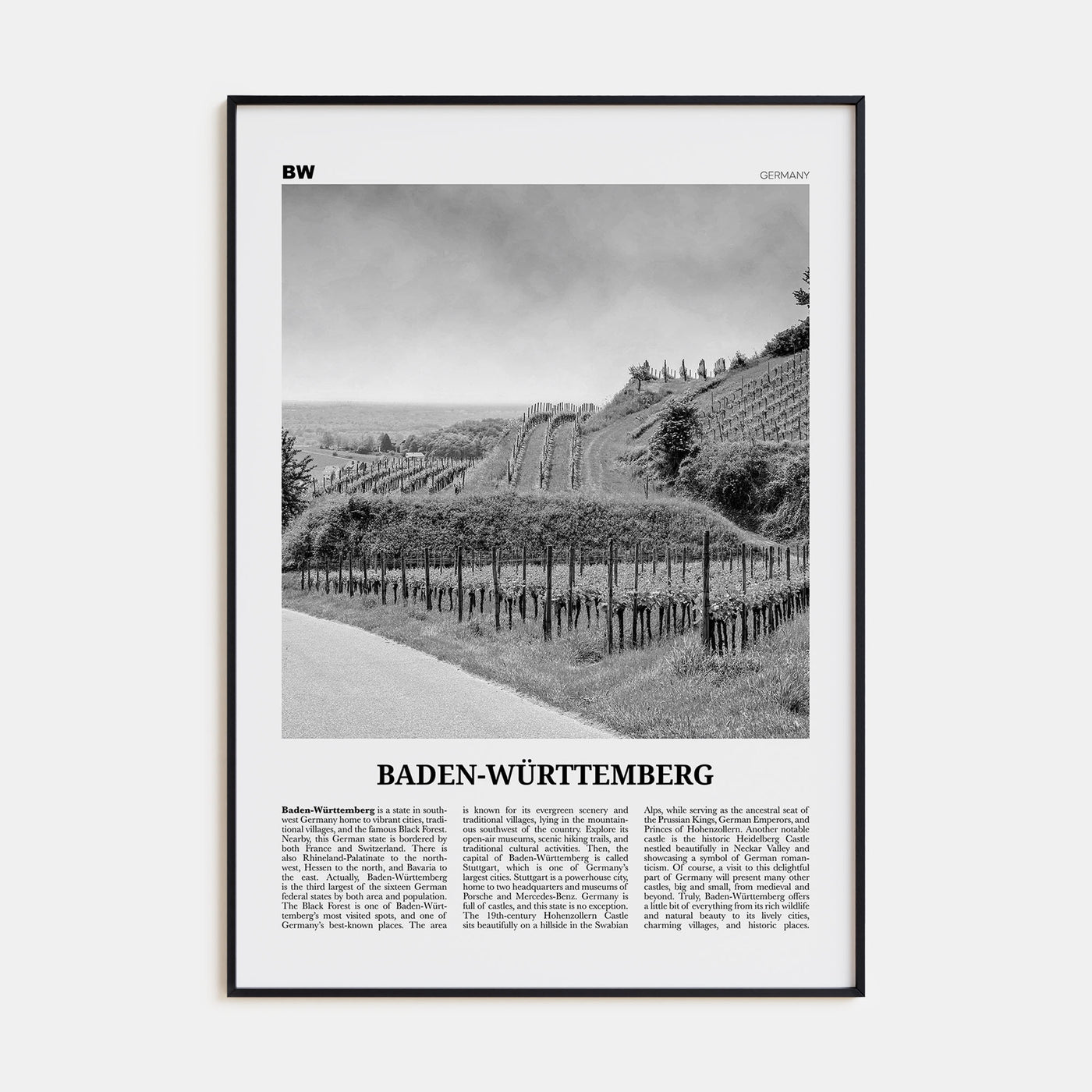 Baden-Württemberg Travel B&W No 2 Poster