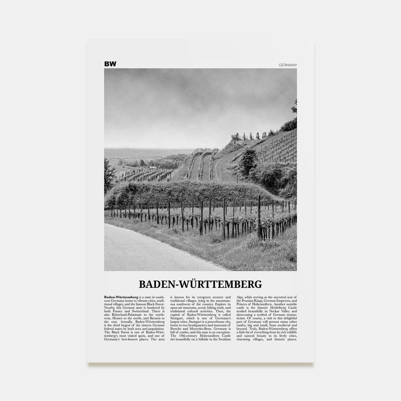 Baden-Württemberg Travel B&W No 2 Poster