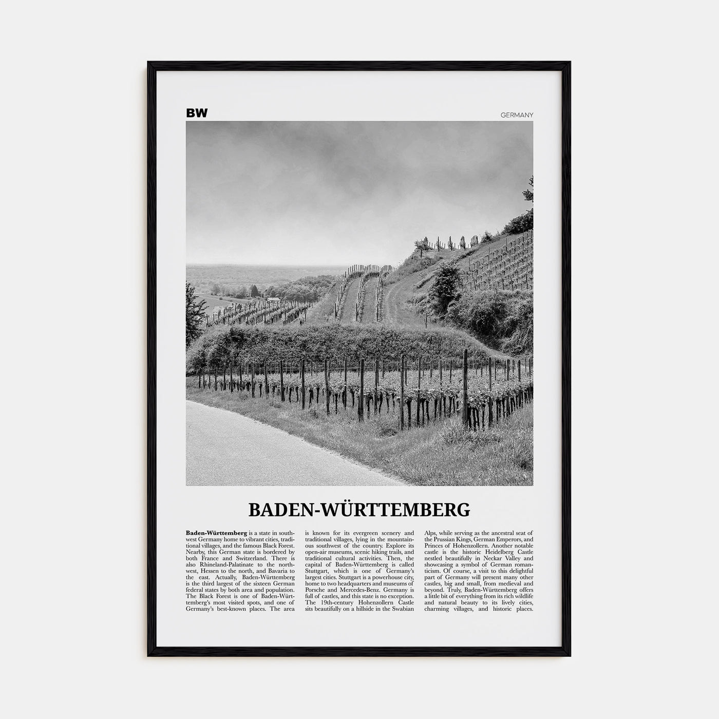 Baden-Württemberg Travel B&W No 2 Poster