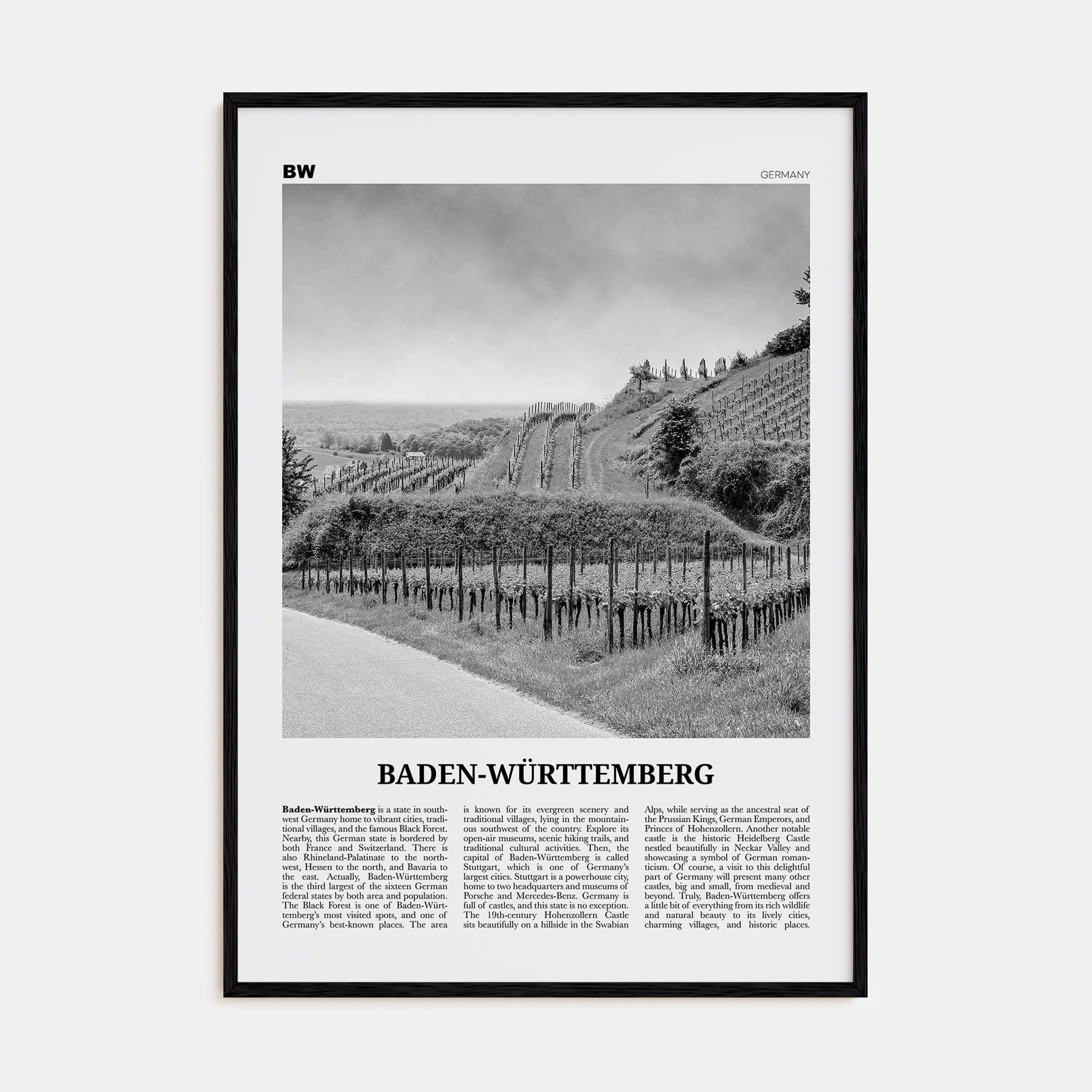 Baden-Württemberg Travel B&W No 2 Poster