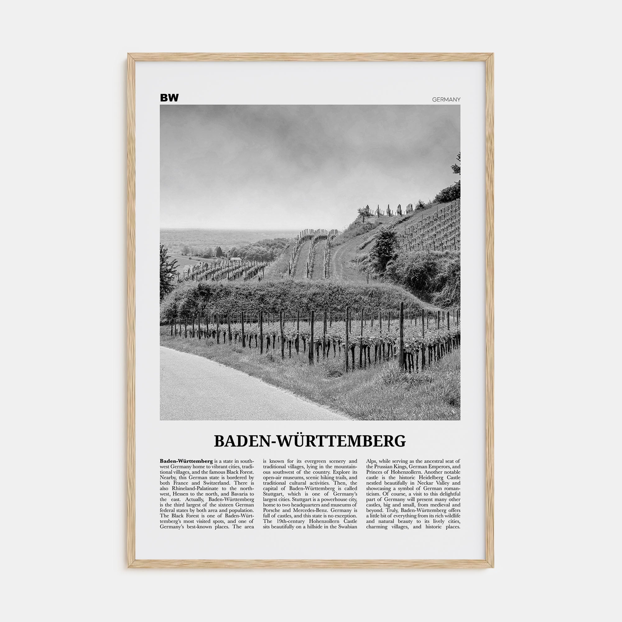 Baden-Württemberg Travel B&W No 2 Poster