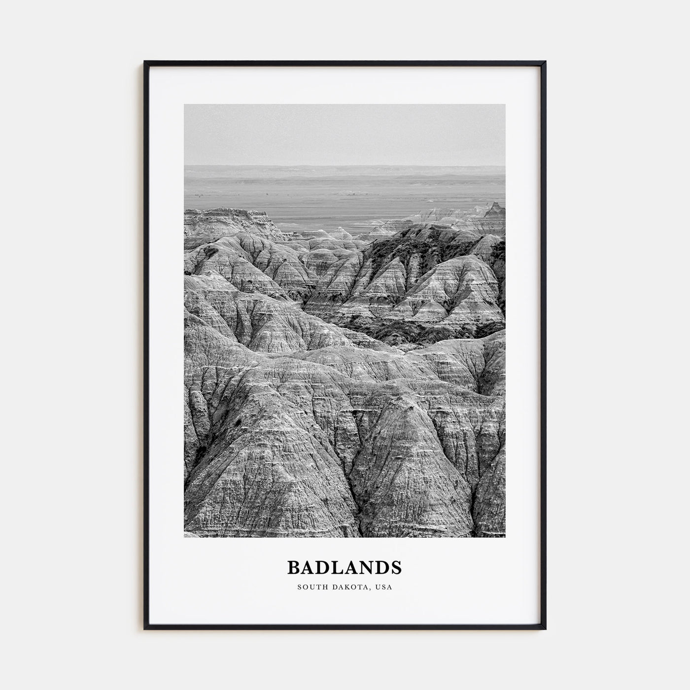 Badlands National Park Portrait B&W Poster