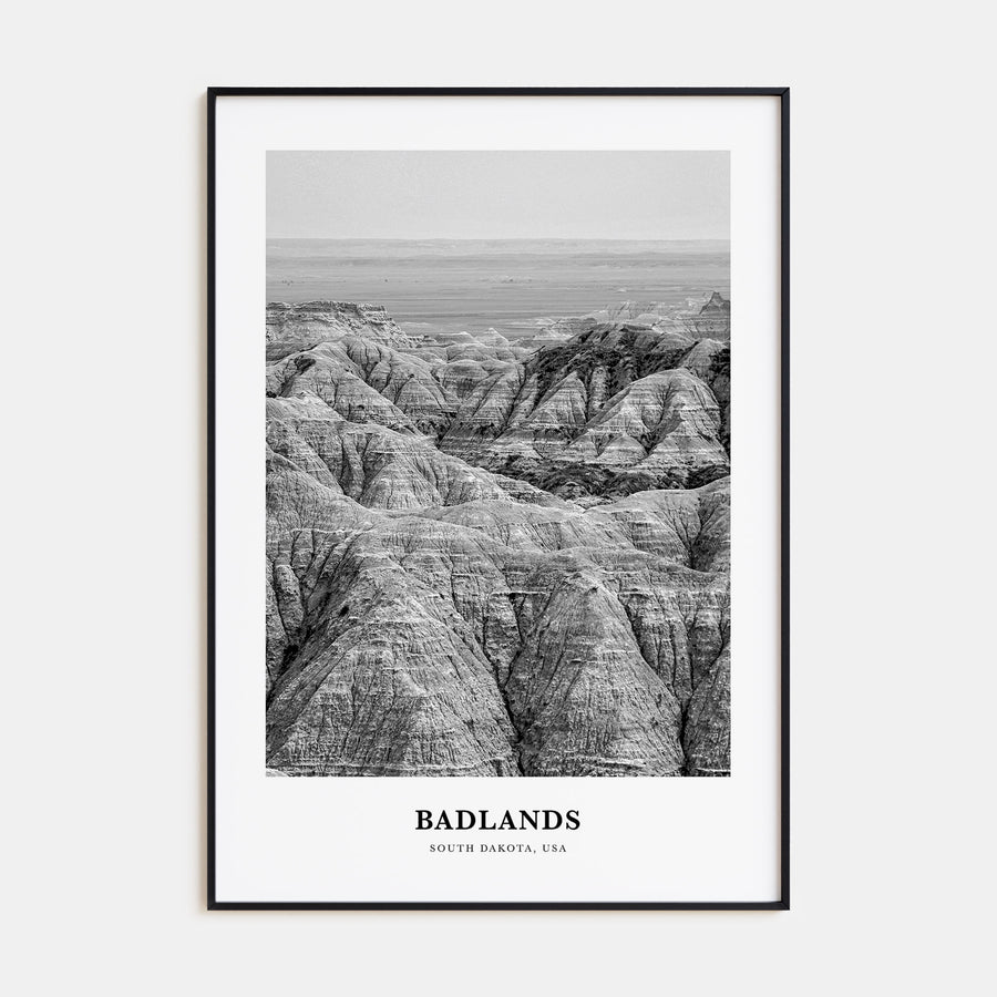 Badlands National Park Portrait B&W Poster