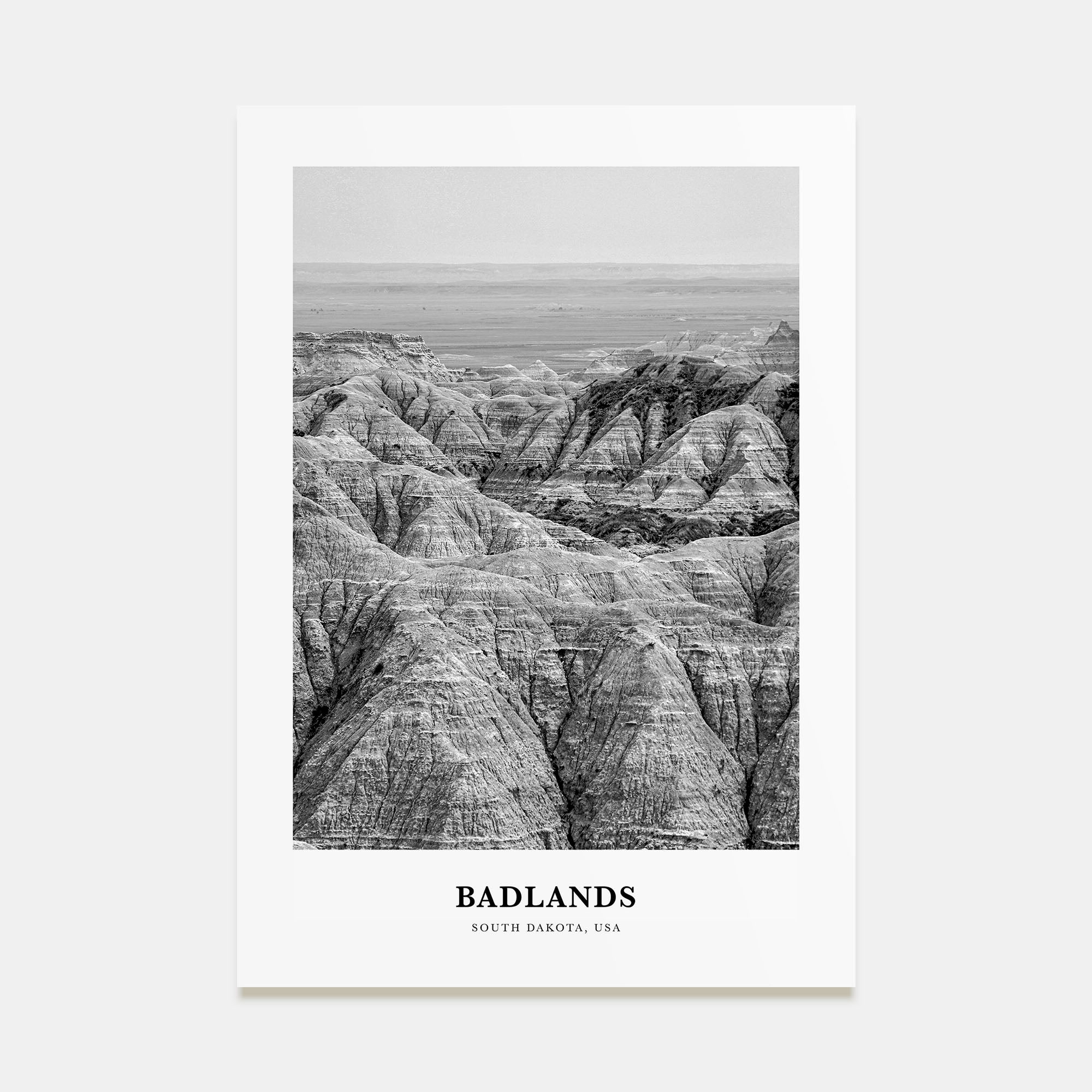 Badlands National Park Portrait B&W Poster